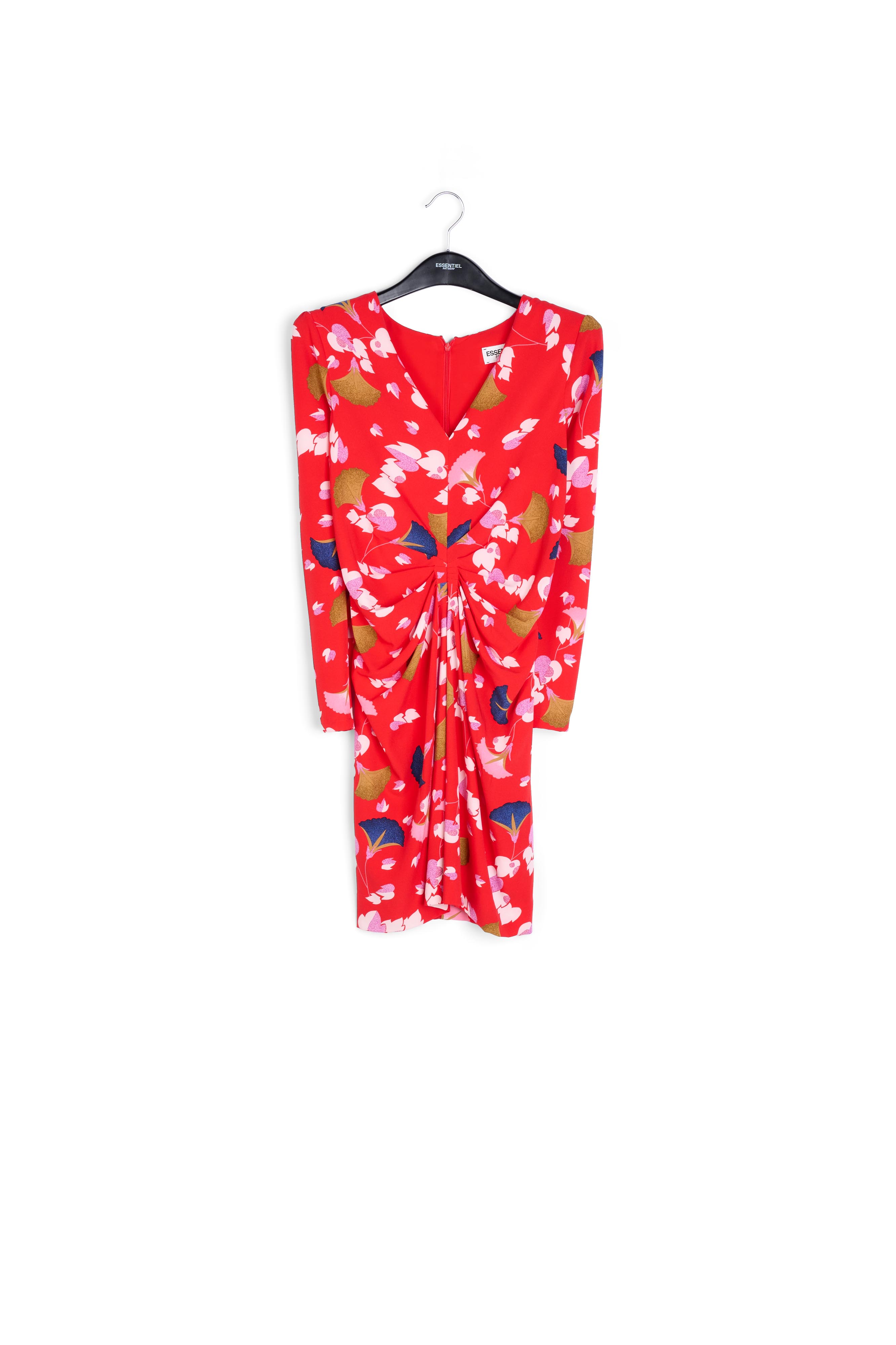 Rode mini-jurk met bloemenprint RE—SSENTIEL tweedehands photo 1
