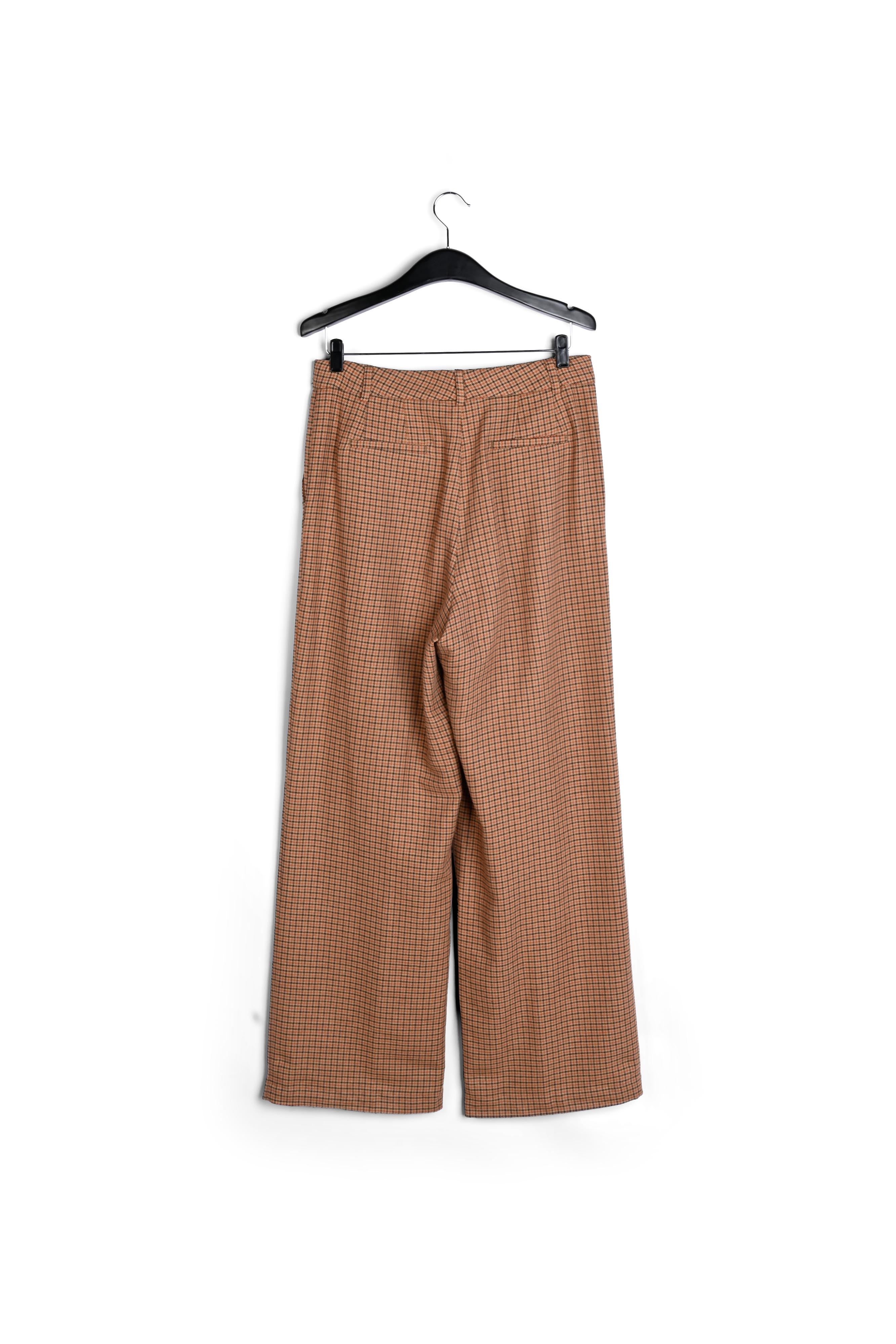 Pantalon à carreaux marron aux jambes larges RE—SSENTIEL seconde main photo 2