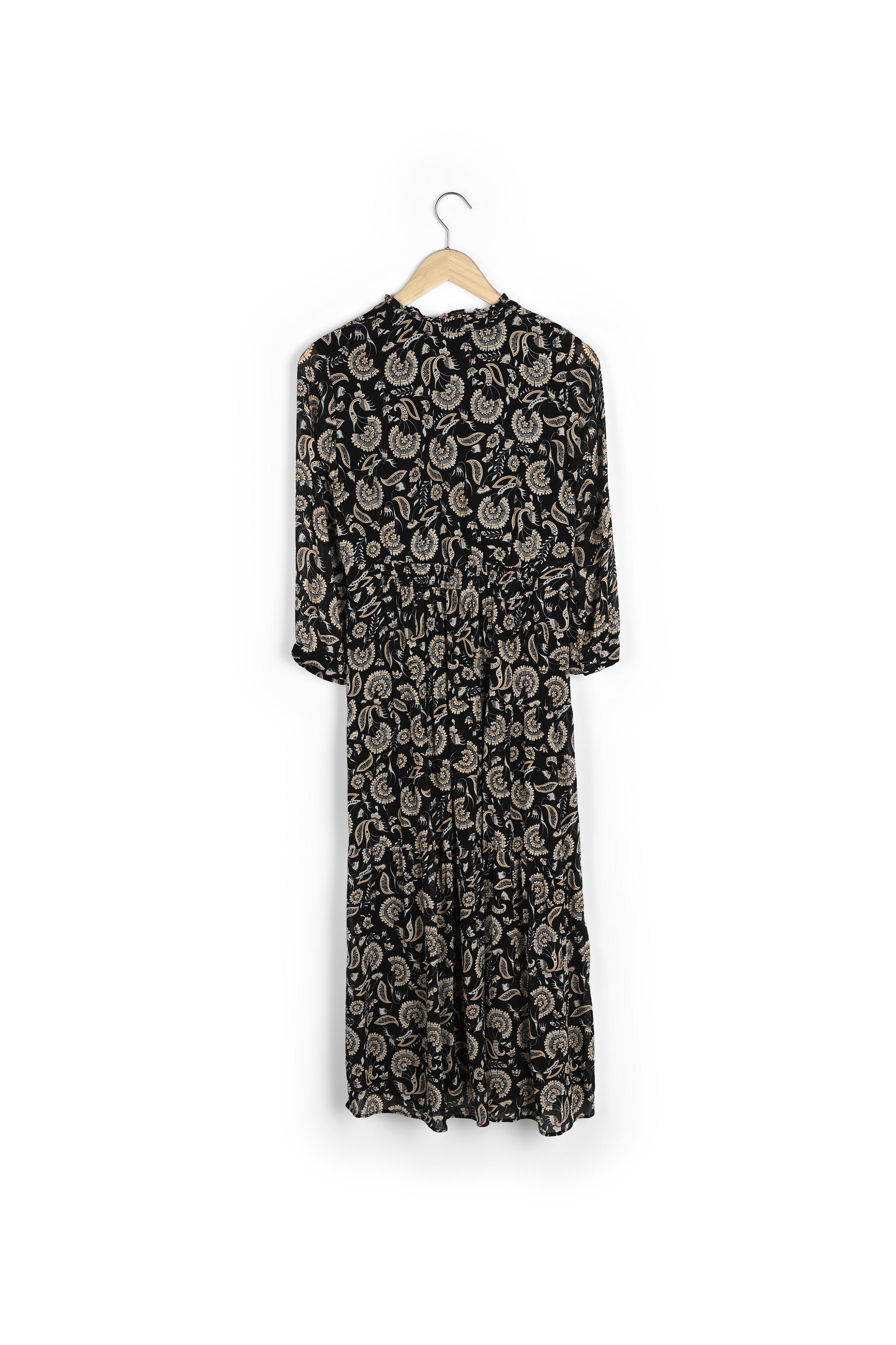 Robe longue vaporeuse imprimée noire Carola Maison 123 seconde main photo 4