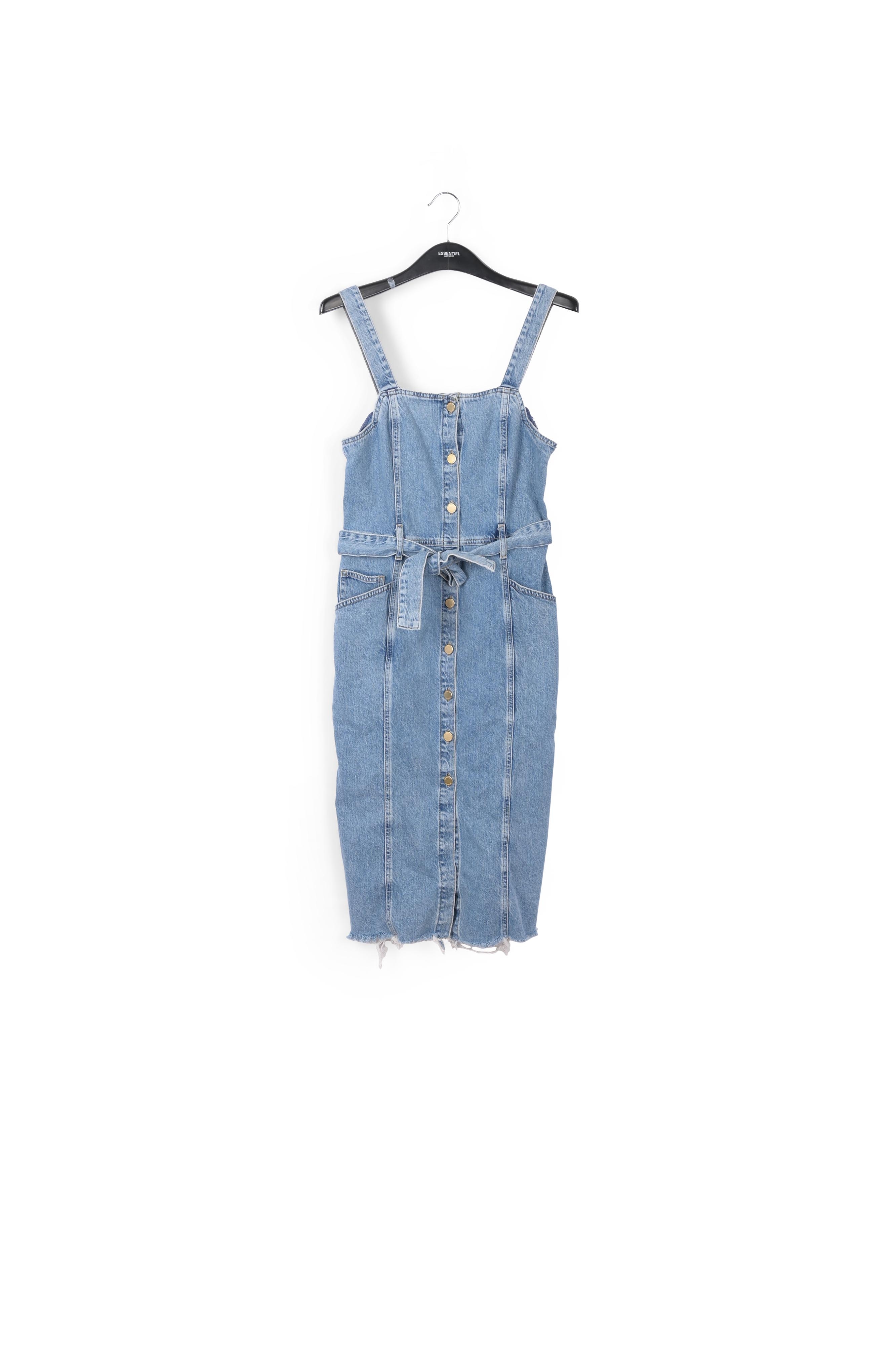 Dark blue belted denim mini dress RE—SSENTIEL second-hand photo 1
