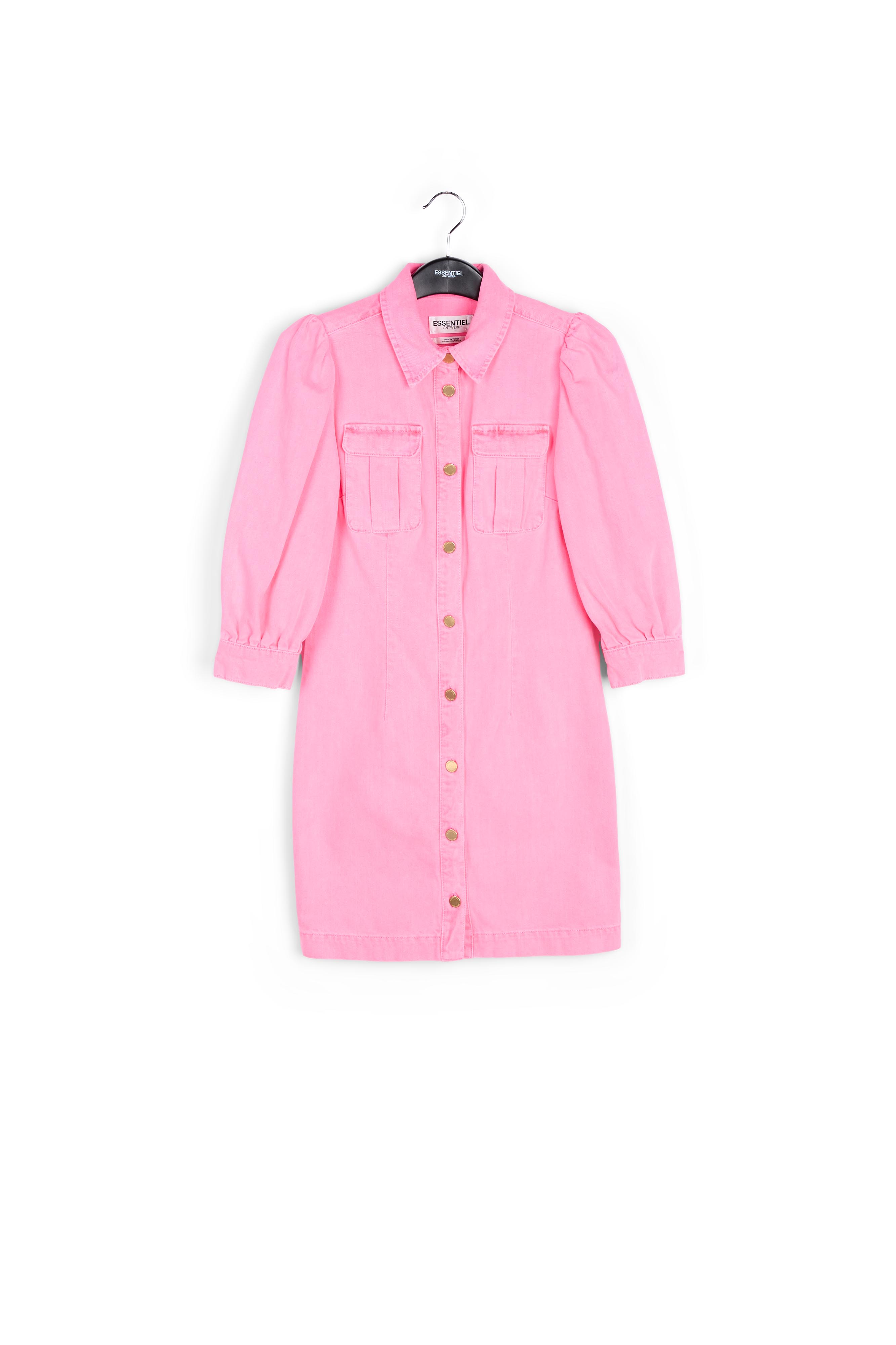 Robe mini en jean rose fluo aux manches bouffantes RE—SSENTIEL seconde main photo 1