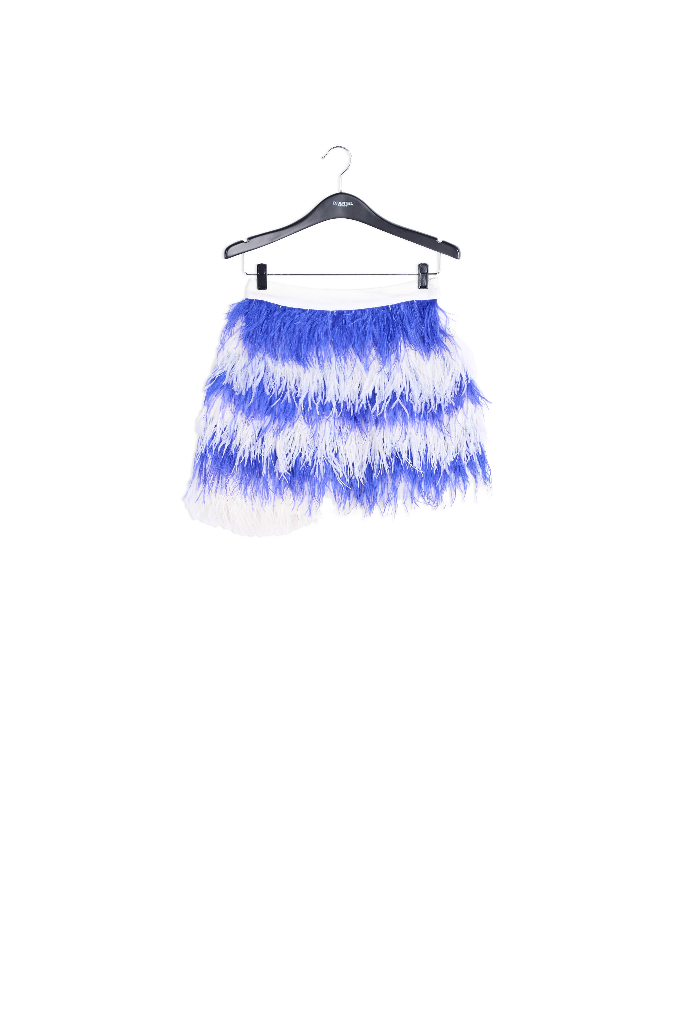 Blue and white feather-embellished mini skirt RE—SSENTIEL second-hand photo 1
