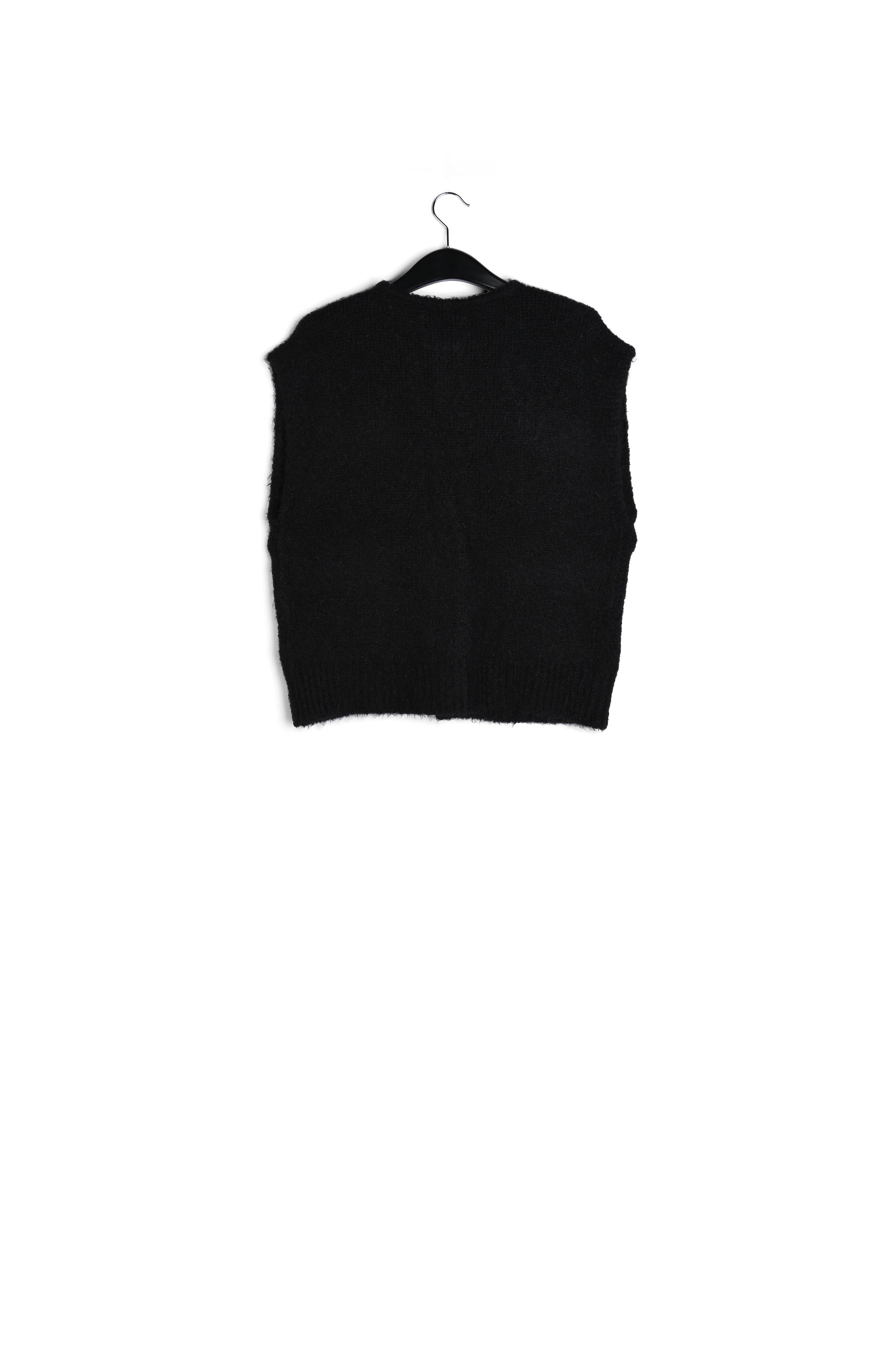 Zwarte mouwloze cardigan van mohairmix RE—SSENTIEL tweedehands photo 2