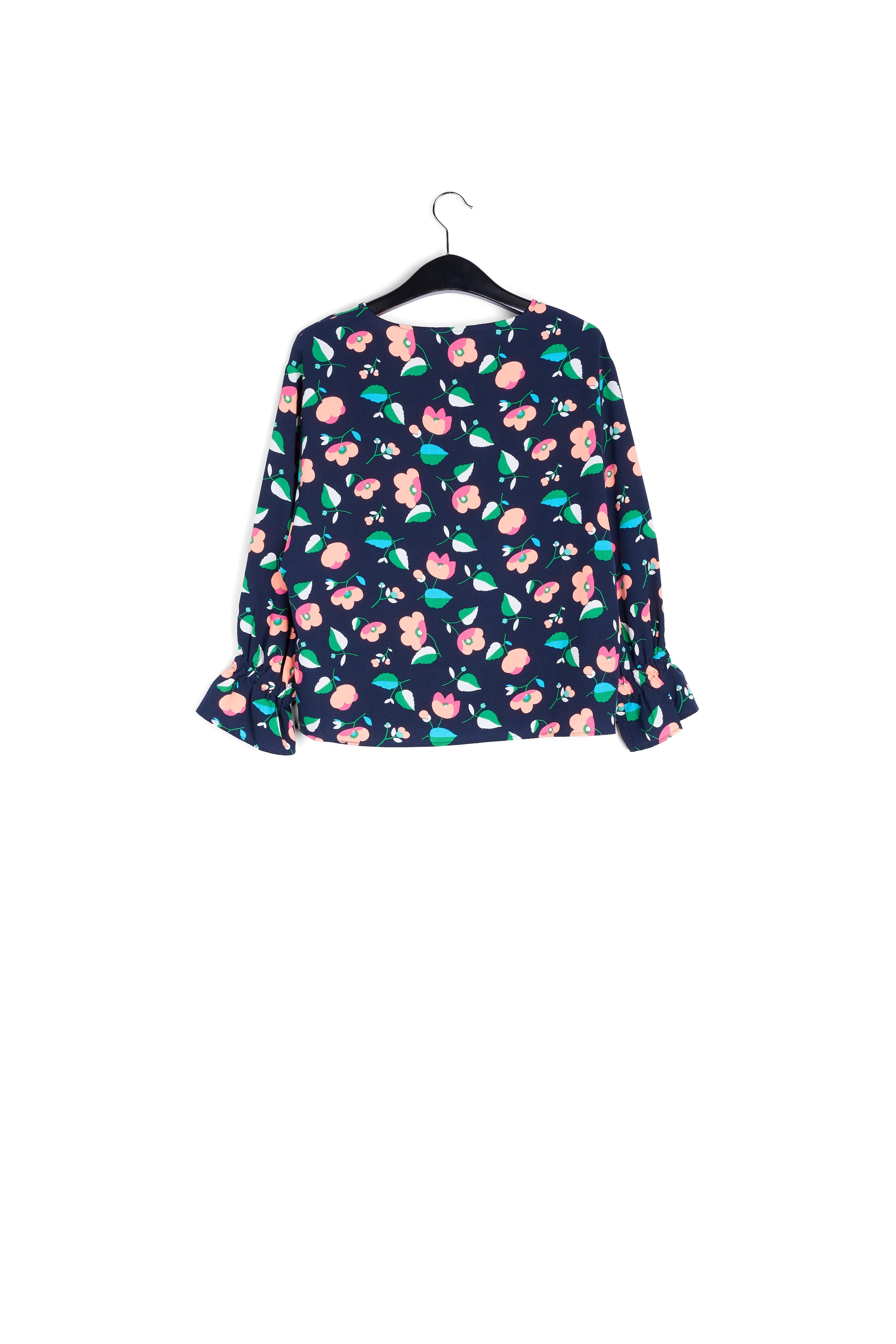 Navy blue floral blouse RE—SSENTIEL second-hand photo 2