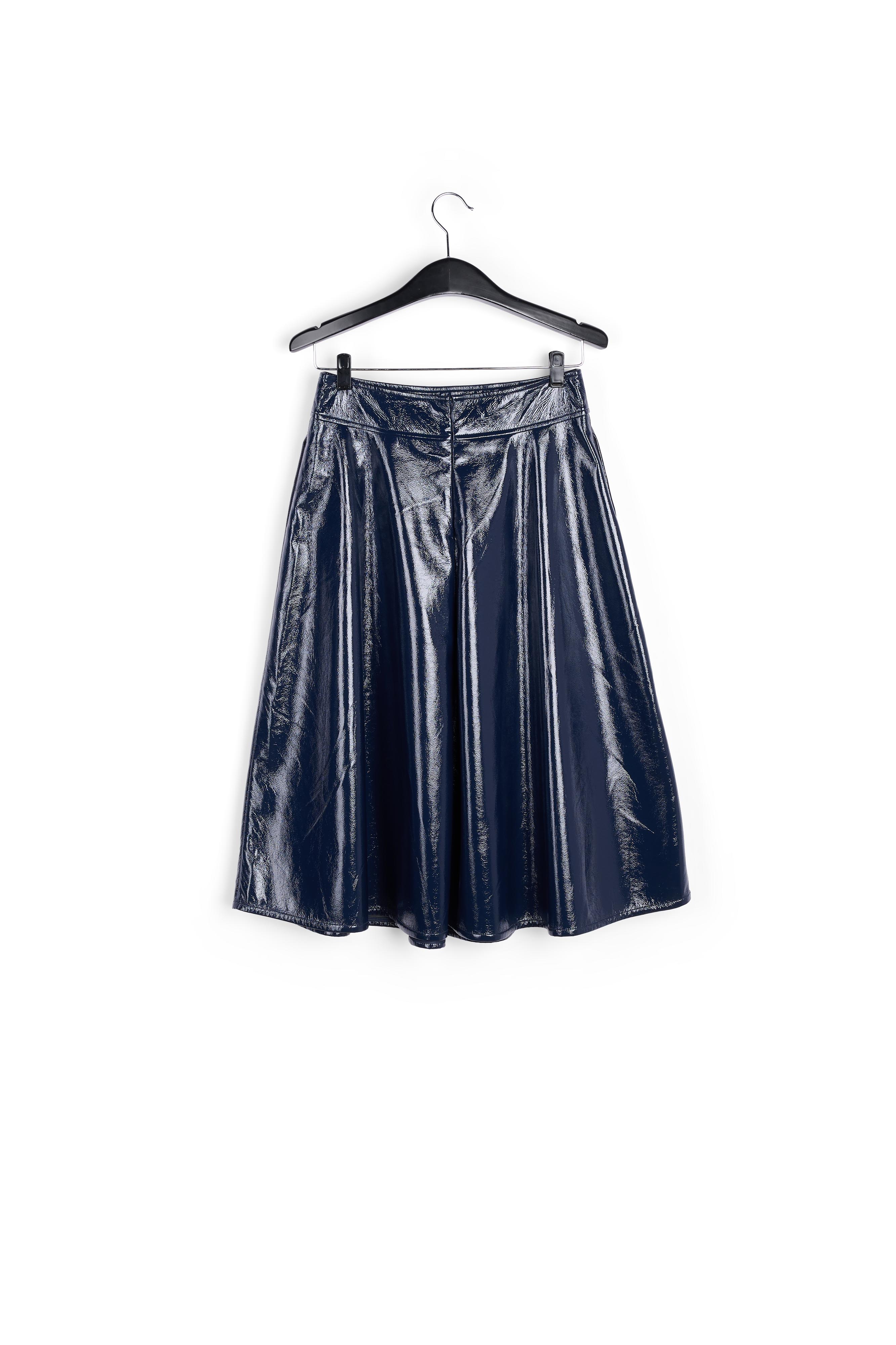 Donkerblauwe faux leren rok met A-lijn RE—SSENTIEL tweedehands photo 2