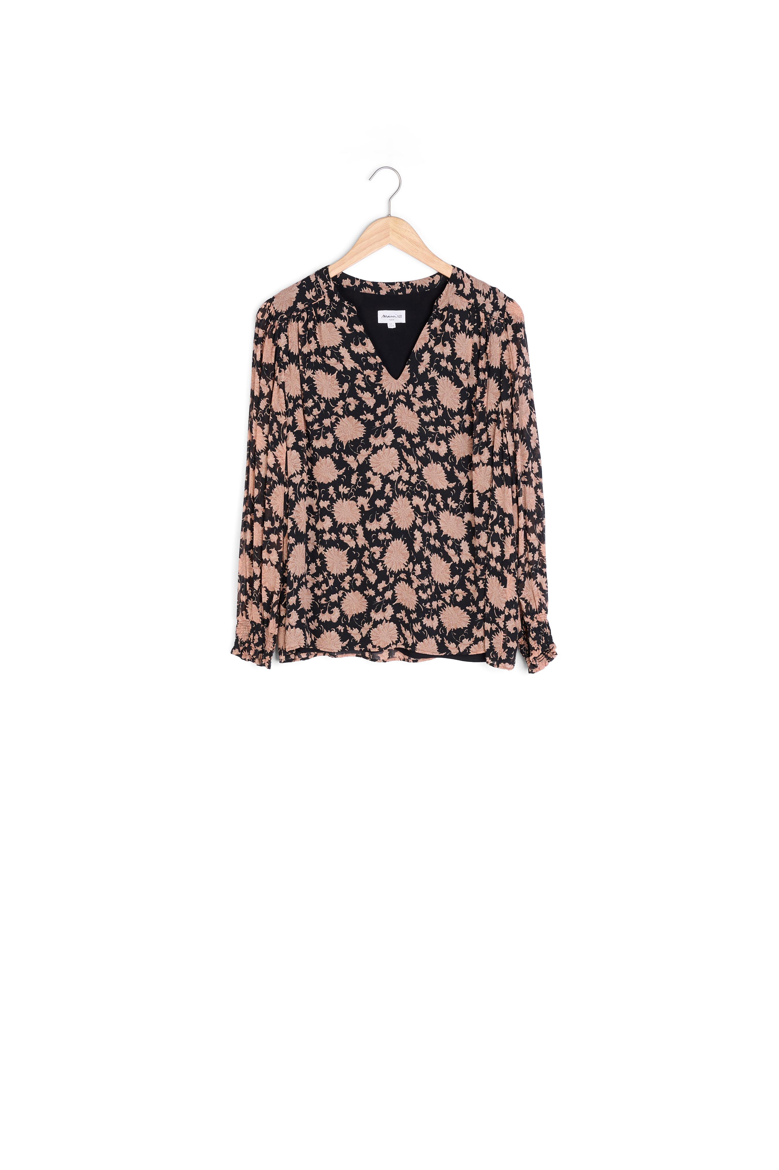 Blouse imprimée noire et poudre Anais Maison 123 seconde main photo 3