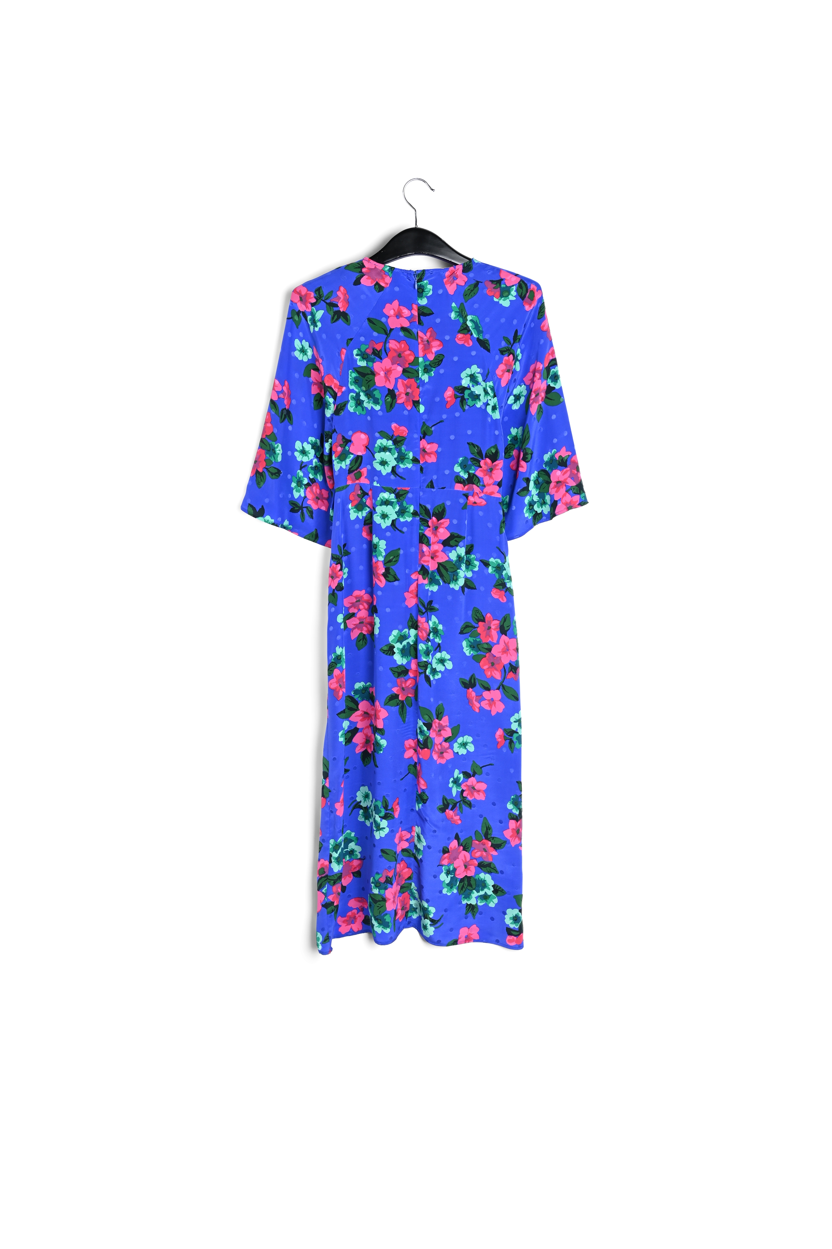 Blue floral and polka dot silk midi dress RE—SSENTIEL second-hand photo 2