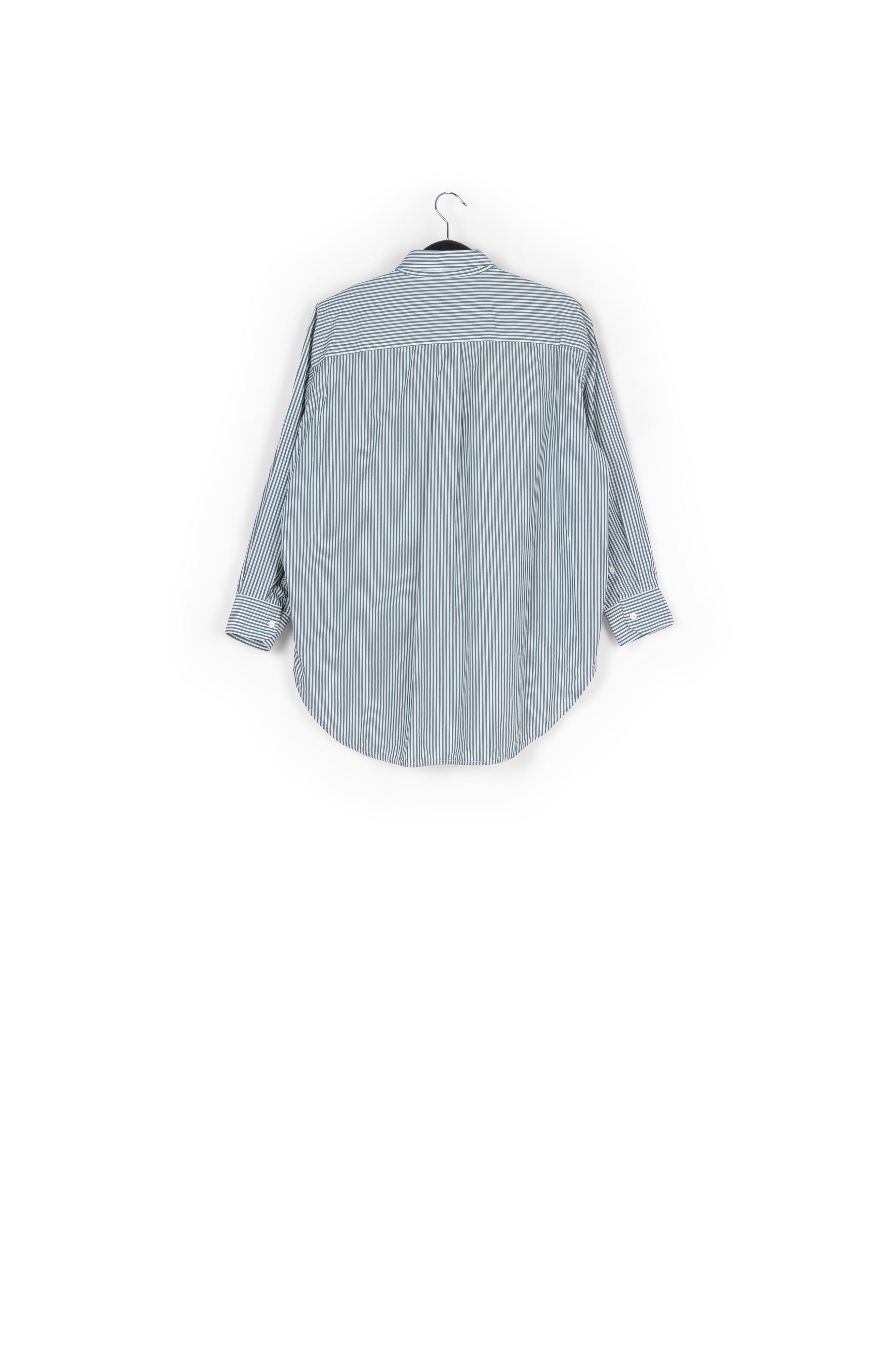 Chemise en coton à rayures vert et blanc cassé RE—SSENTIEL seconde main photo 2