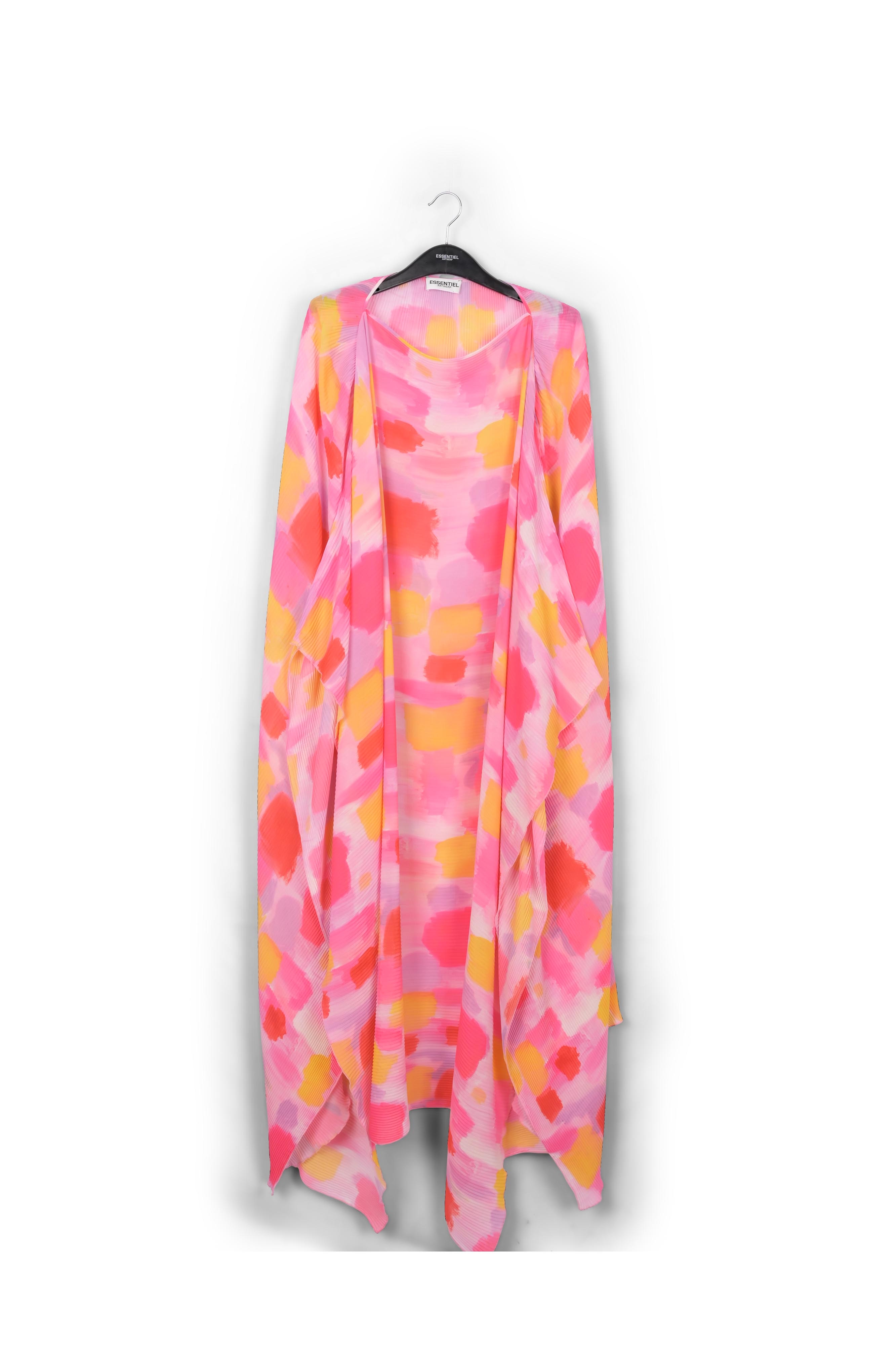 Robe caftan maxi rose et jaune à plis RE—SSENTIEL seconde main photo 1