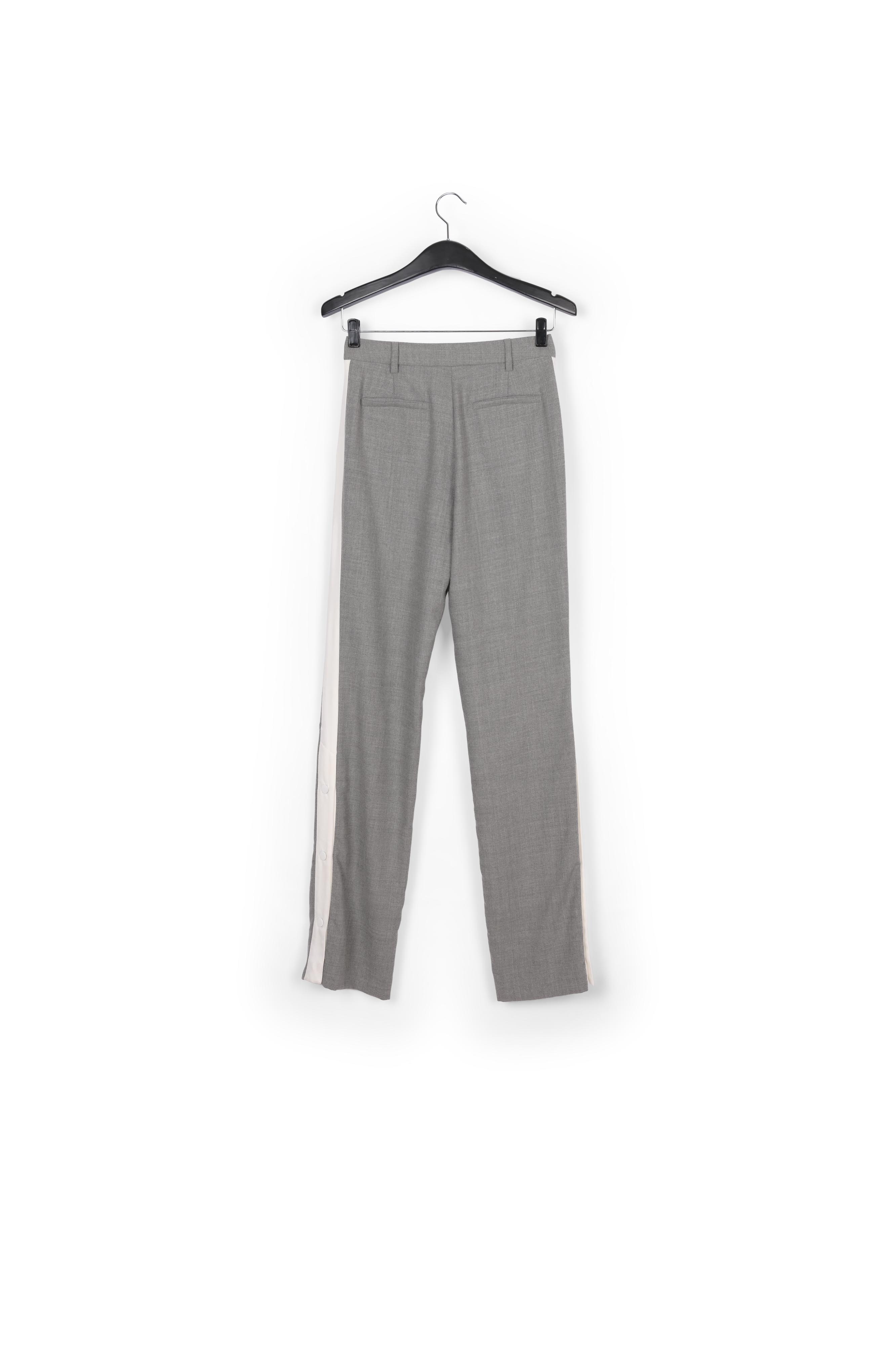 Donkergrijze wolmix broek met contrasterende streep RE—SSENTIEL tweedehands photo 2