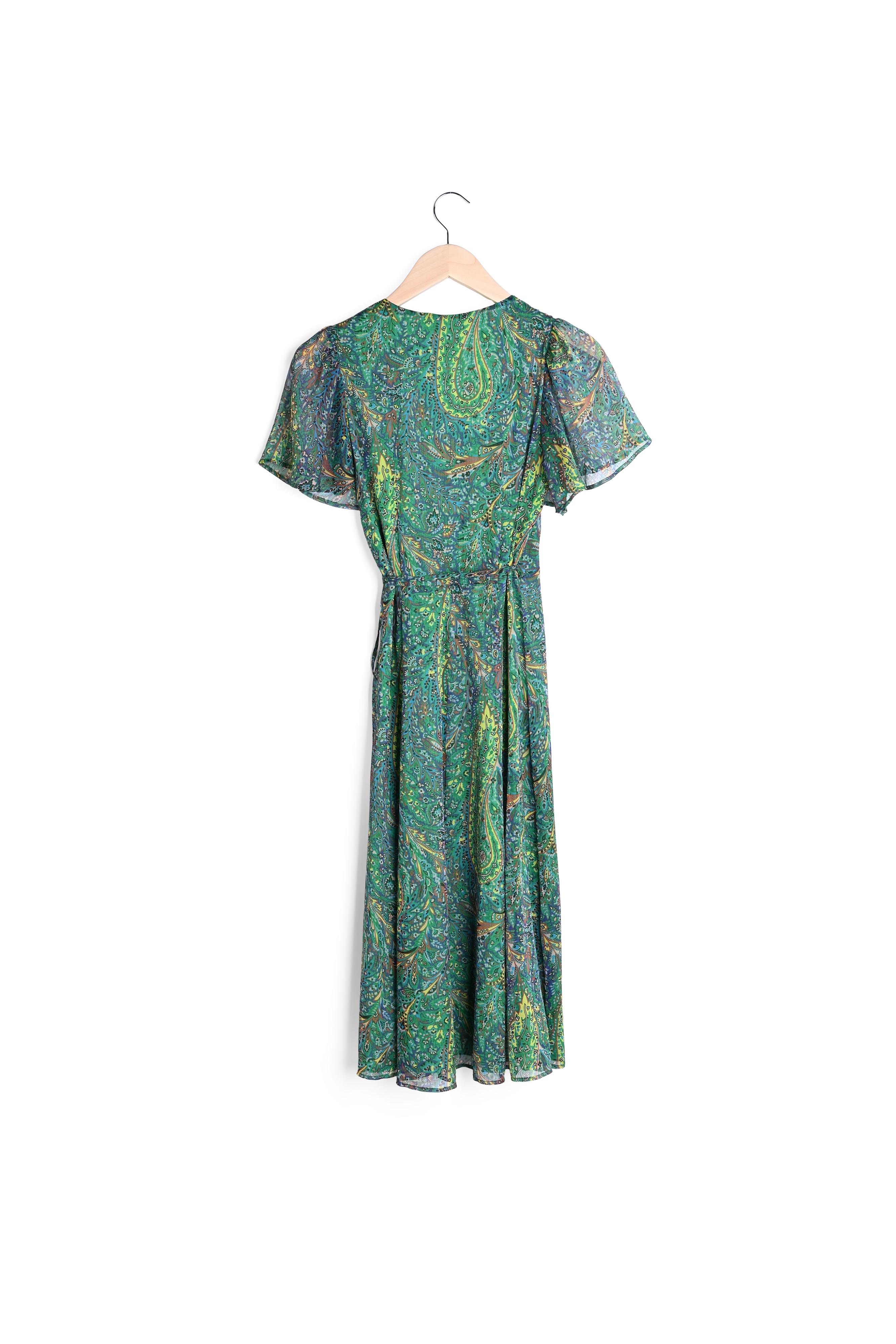 Rashel - Robe Midi Coupe Portefeuille Et Manches Courtes Évasées