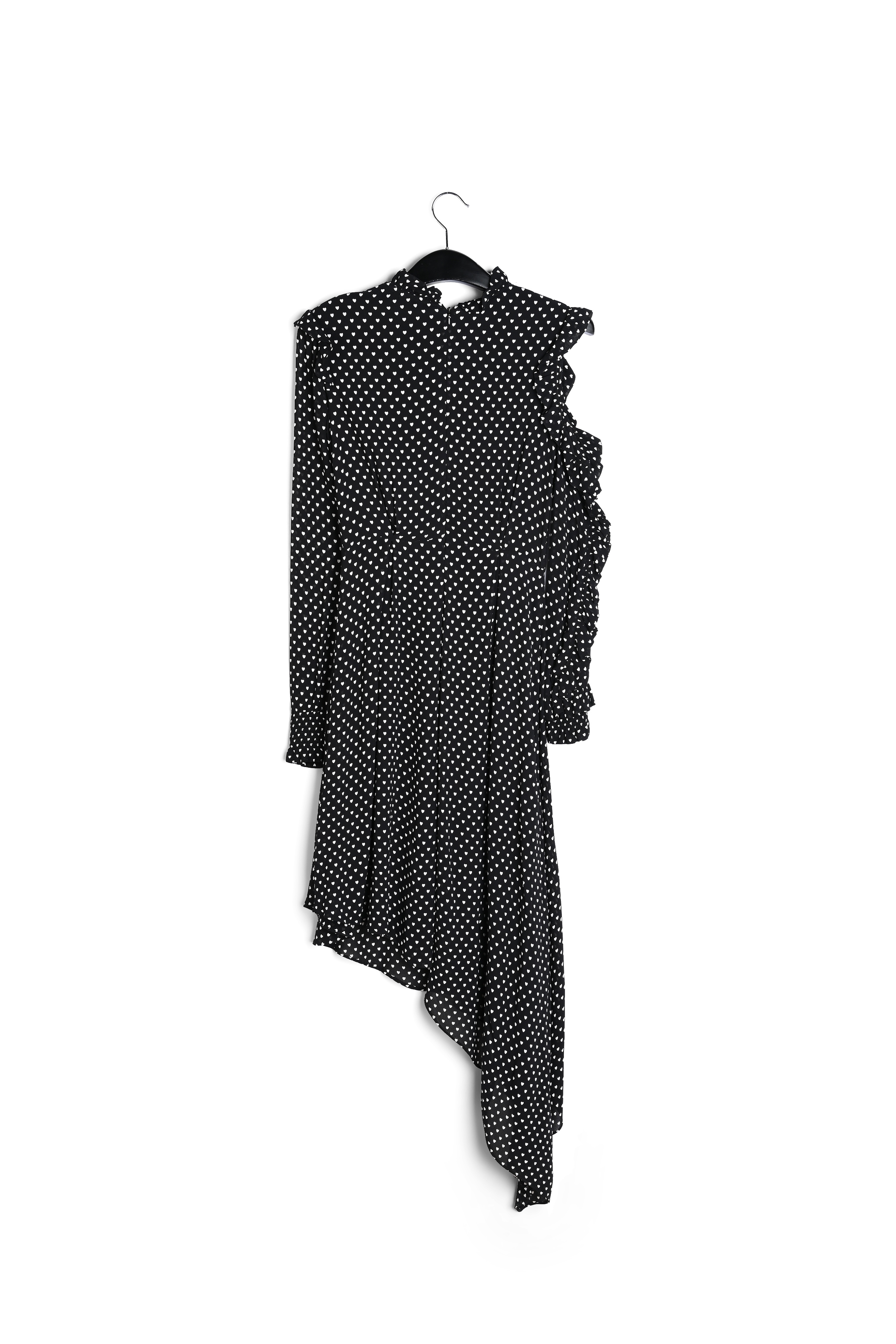Asymmetrische zwarte jurk met hartjes RE—SSENTIEL tweedehands photo 2