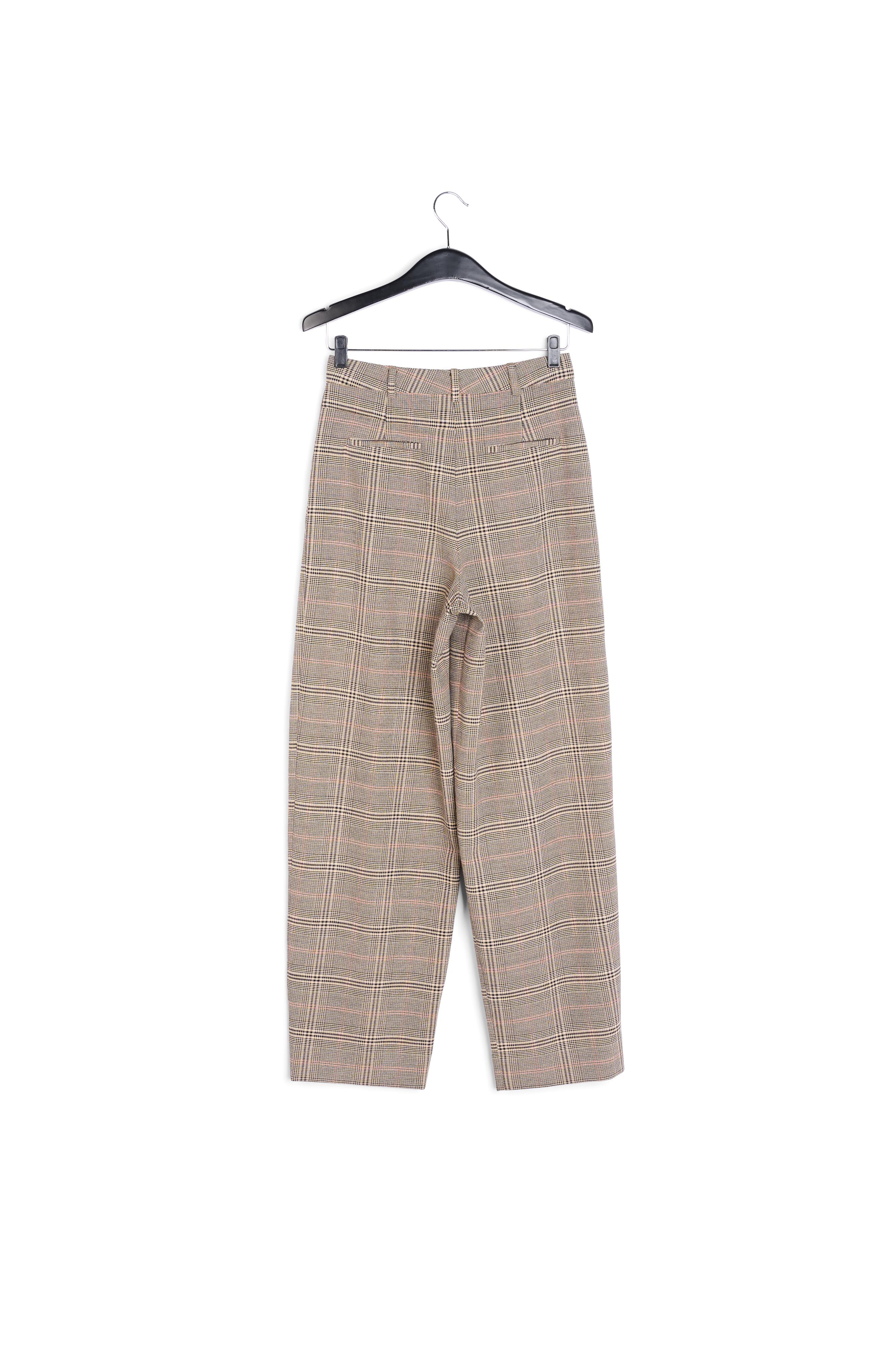 Pantalon taille haute gris à  carreaux RE—SSENTIEL seconde main photo 2