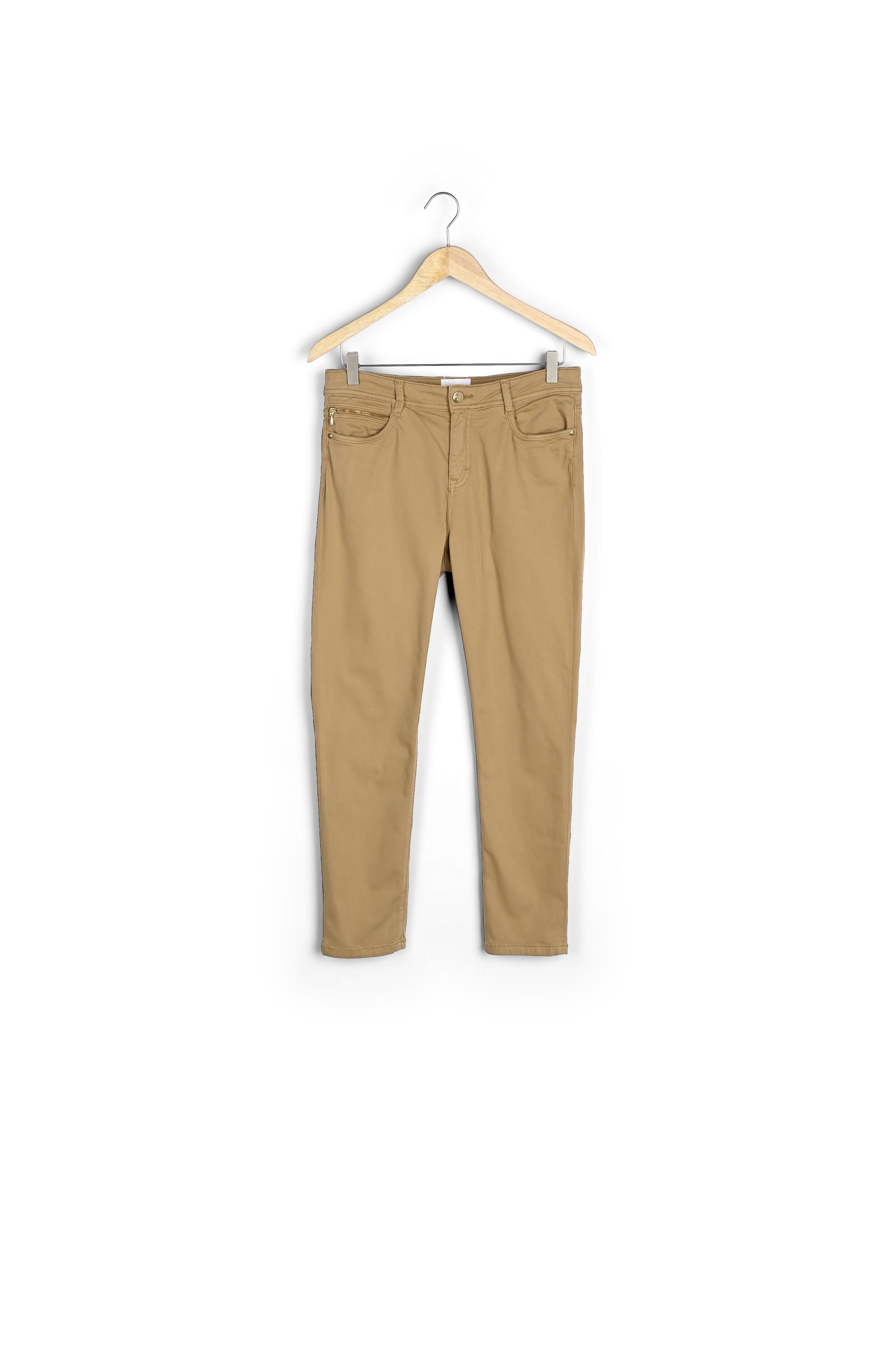 L'iconique slim jean satin de coton camel Sultan Maison 123 seconde main photo 2