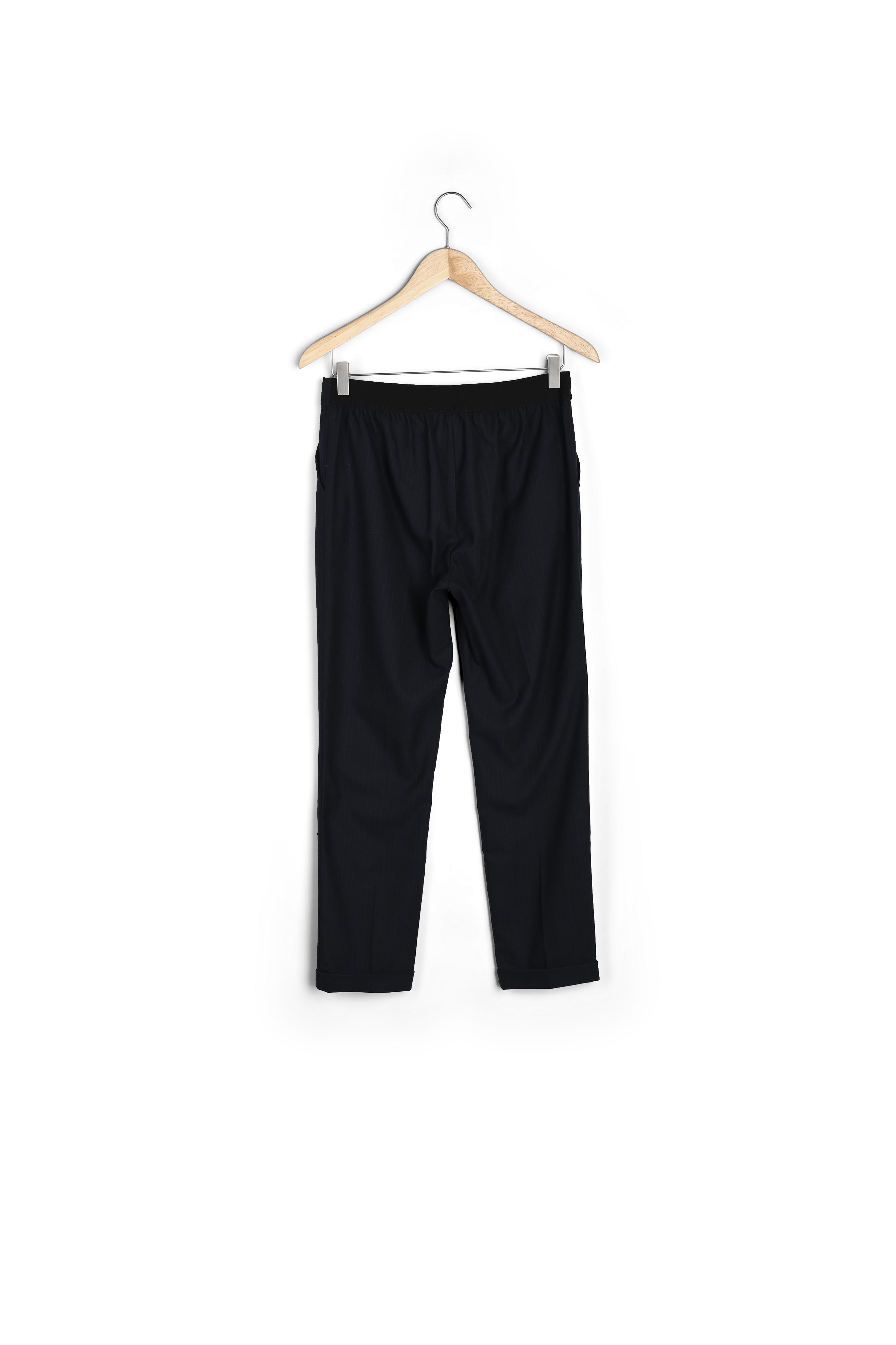 Pantalon ajusté à rayures fines bleu marine Felix Maison 123 seconde main photo 4