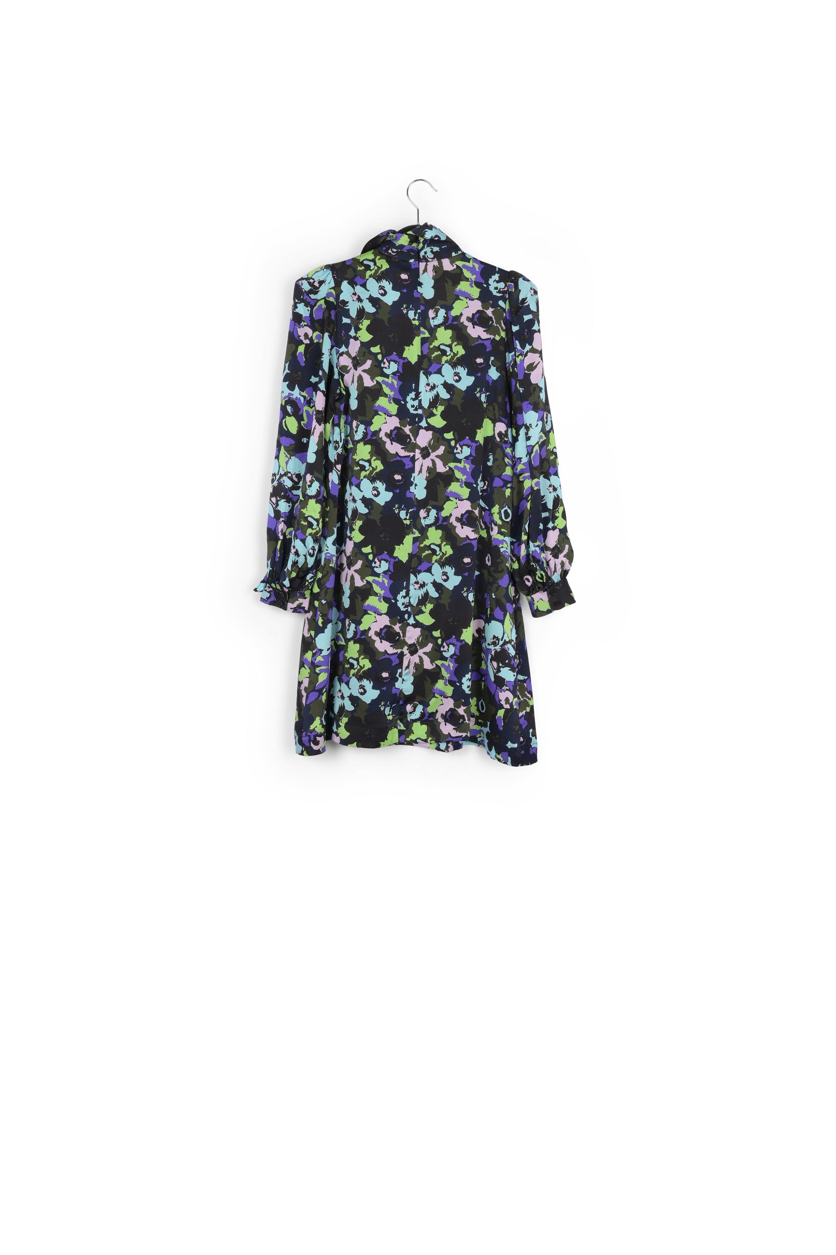 Turquoise multi floral silk mini dress RE—SSENTIEL second-hand photo 2