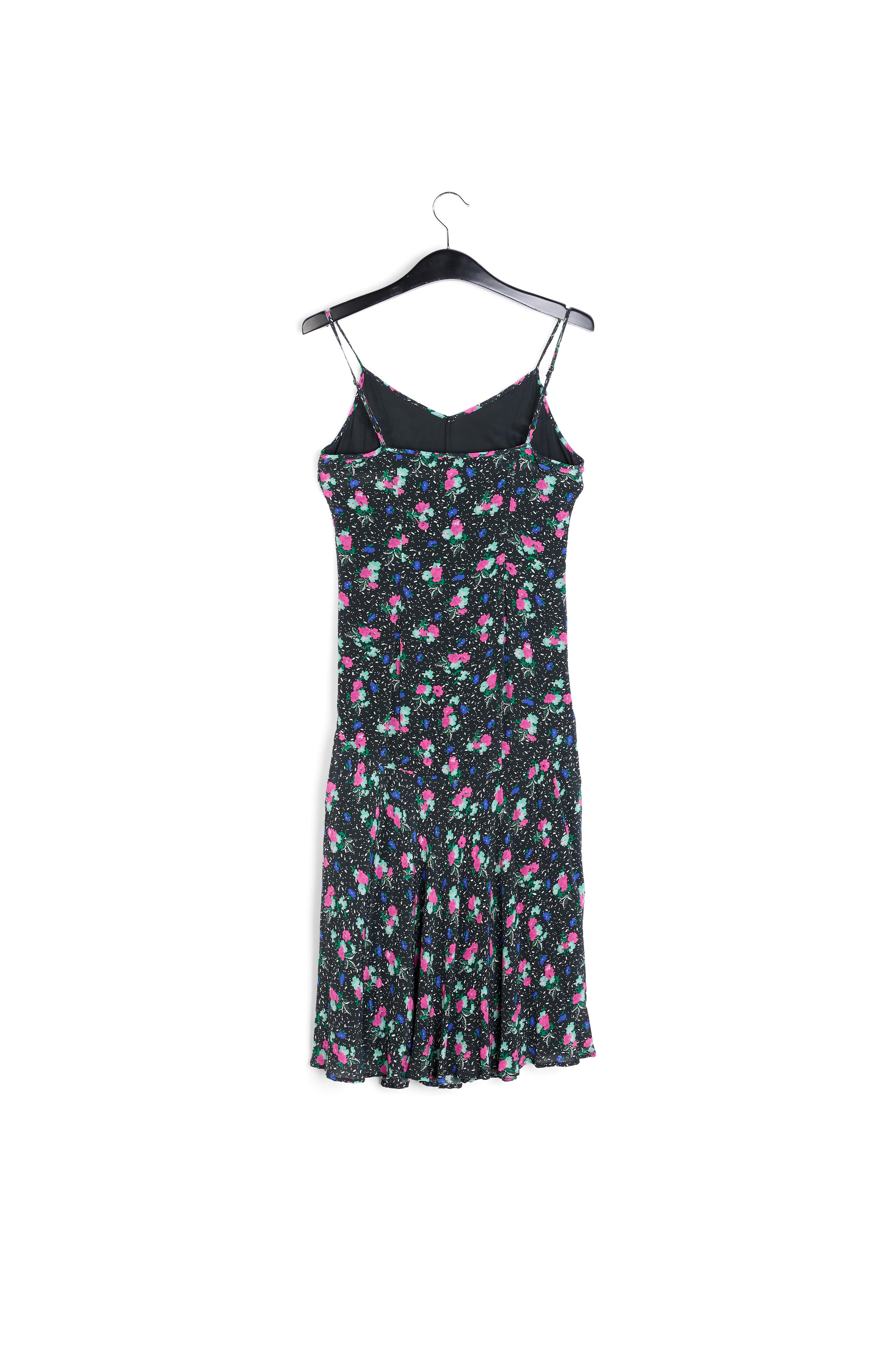 Zwarte midi-jurk met bloemen en v-hals RE—SSENTIEL tweedehands photo 2