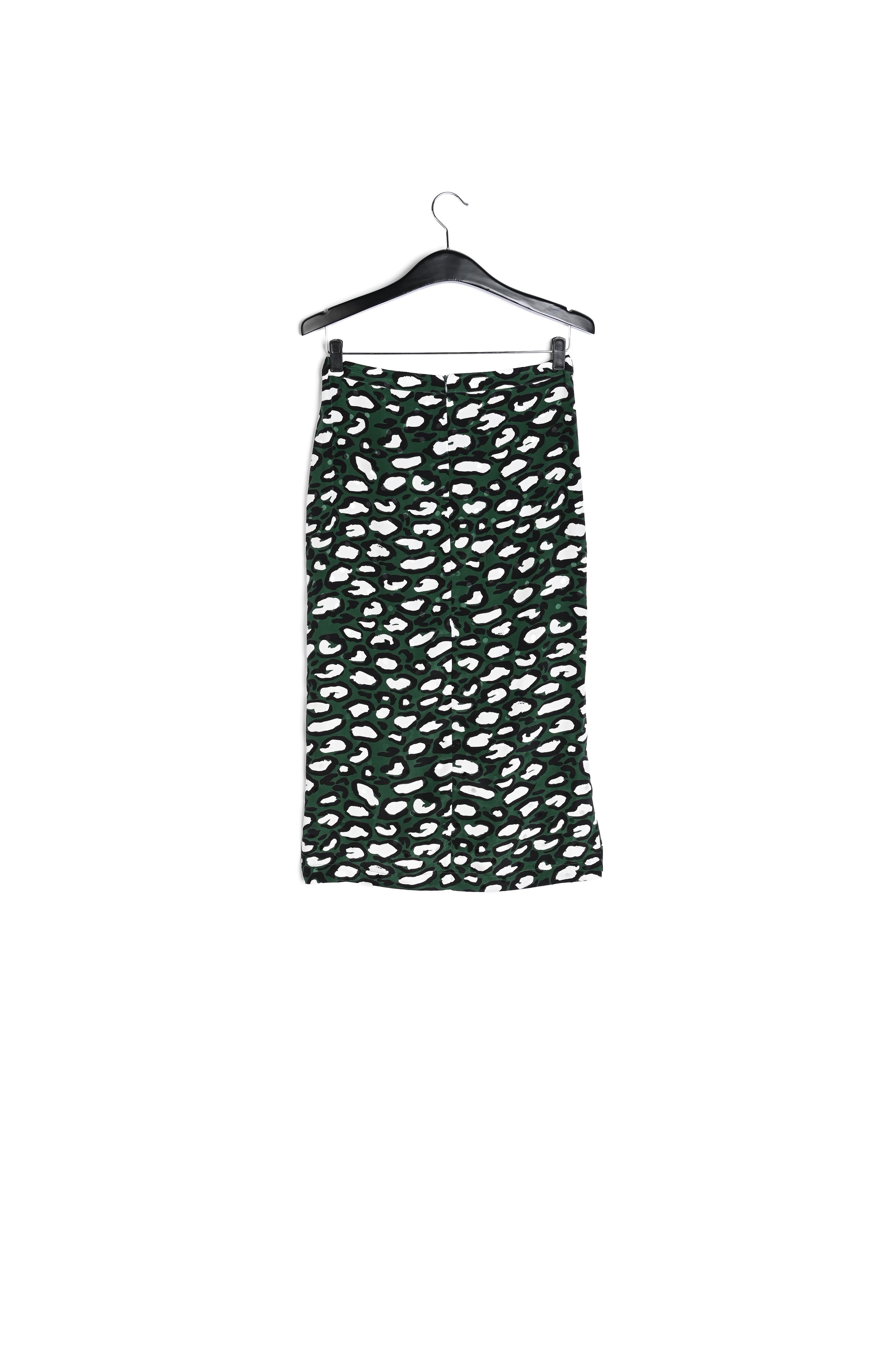 Flesgroene zijden kokerrok met luipaardprint RE—SSENTIEL tweedehands photo 2