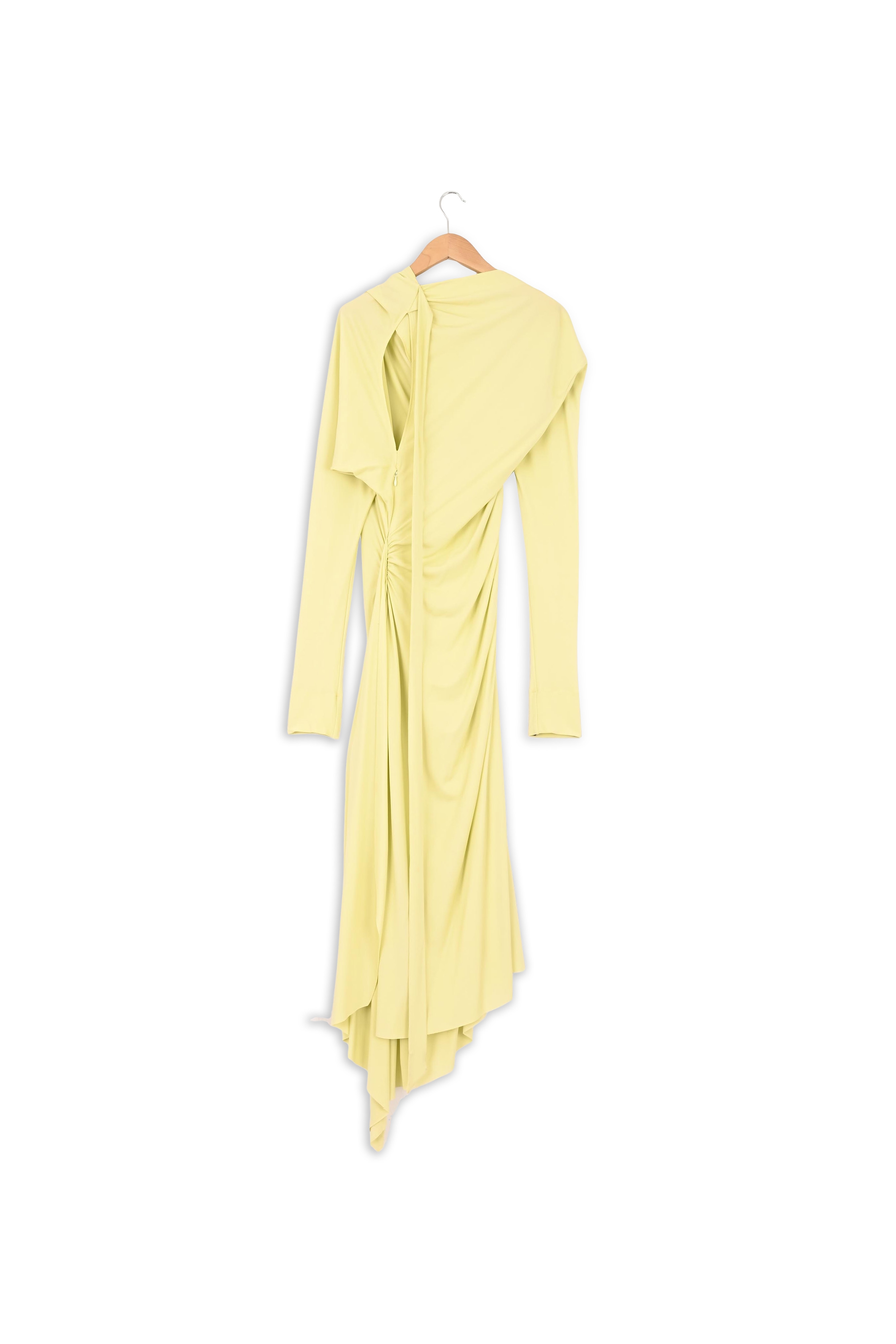 Slash-Neck Ruched Midi Dress
