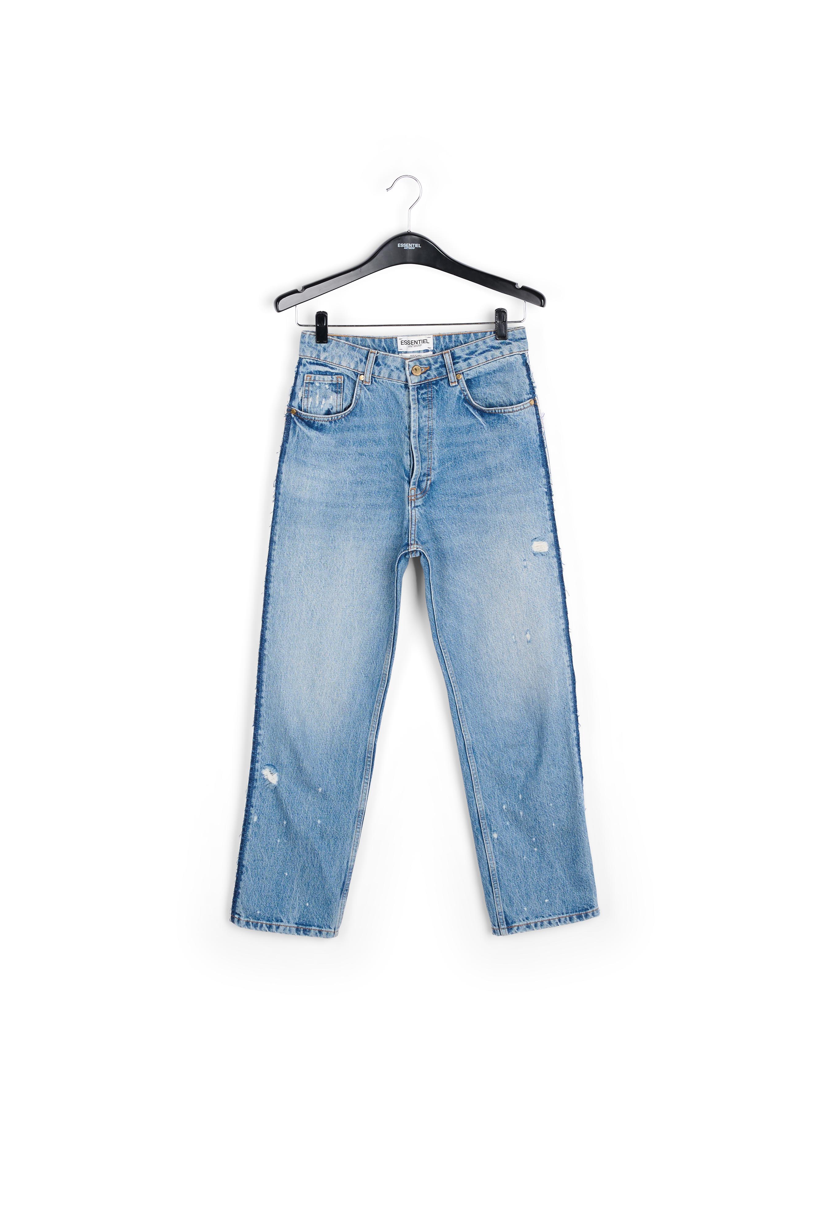 Dark blue distressed high-rise jeans RE—SSENTIEL second-hand photo 1