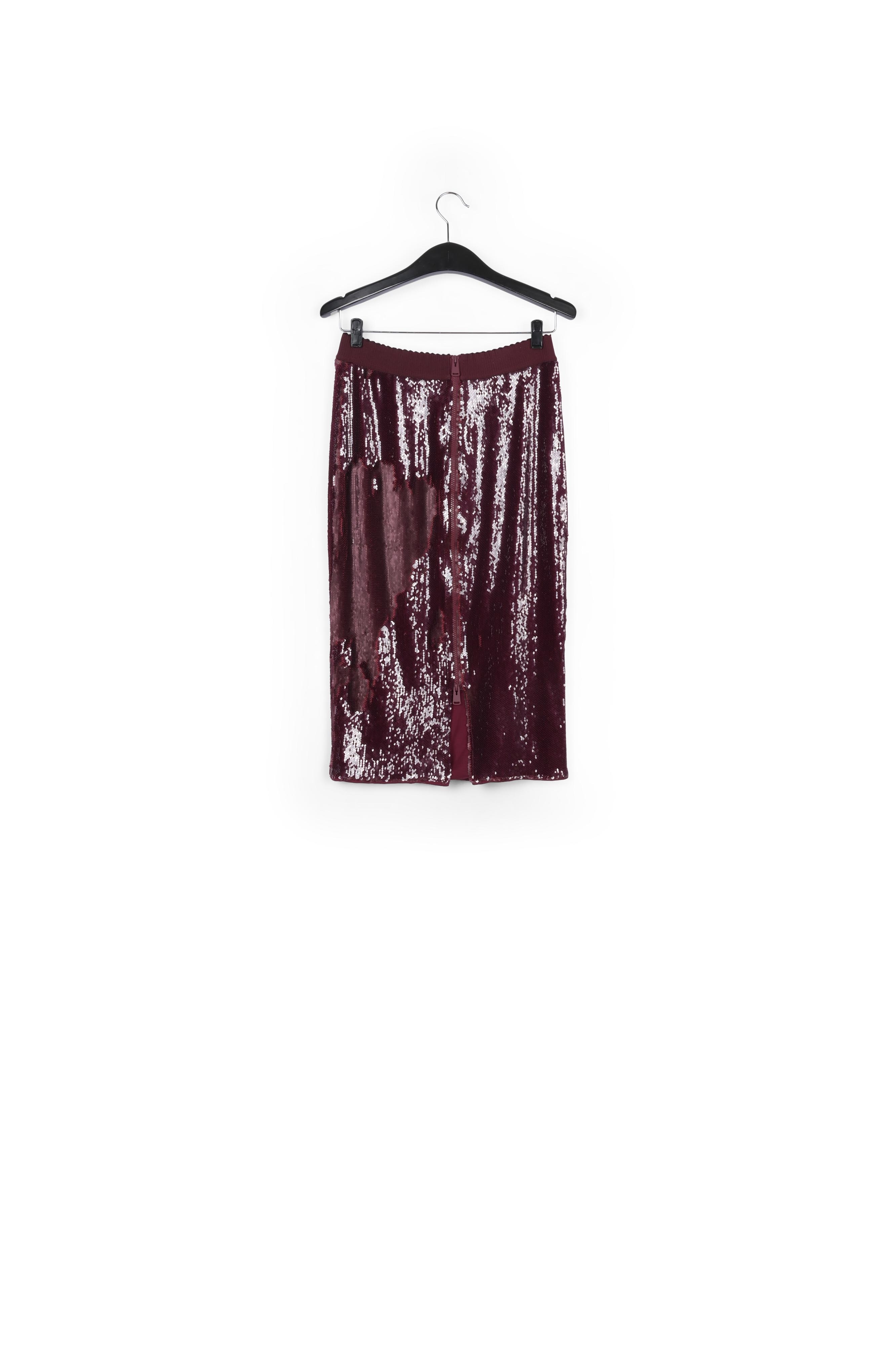 Burgundy sequin-embellished pencil skirt RE—SSENTIEL second-hand photo 2