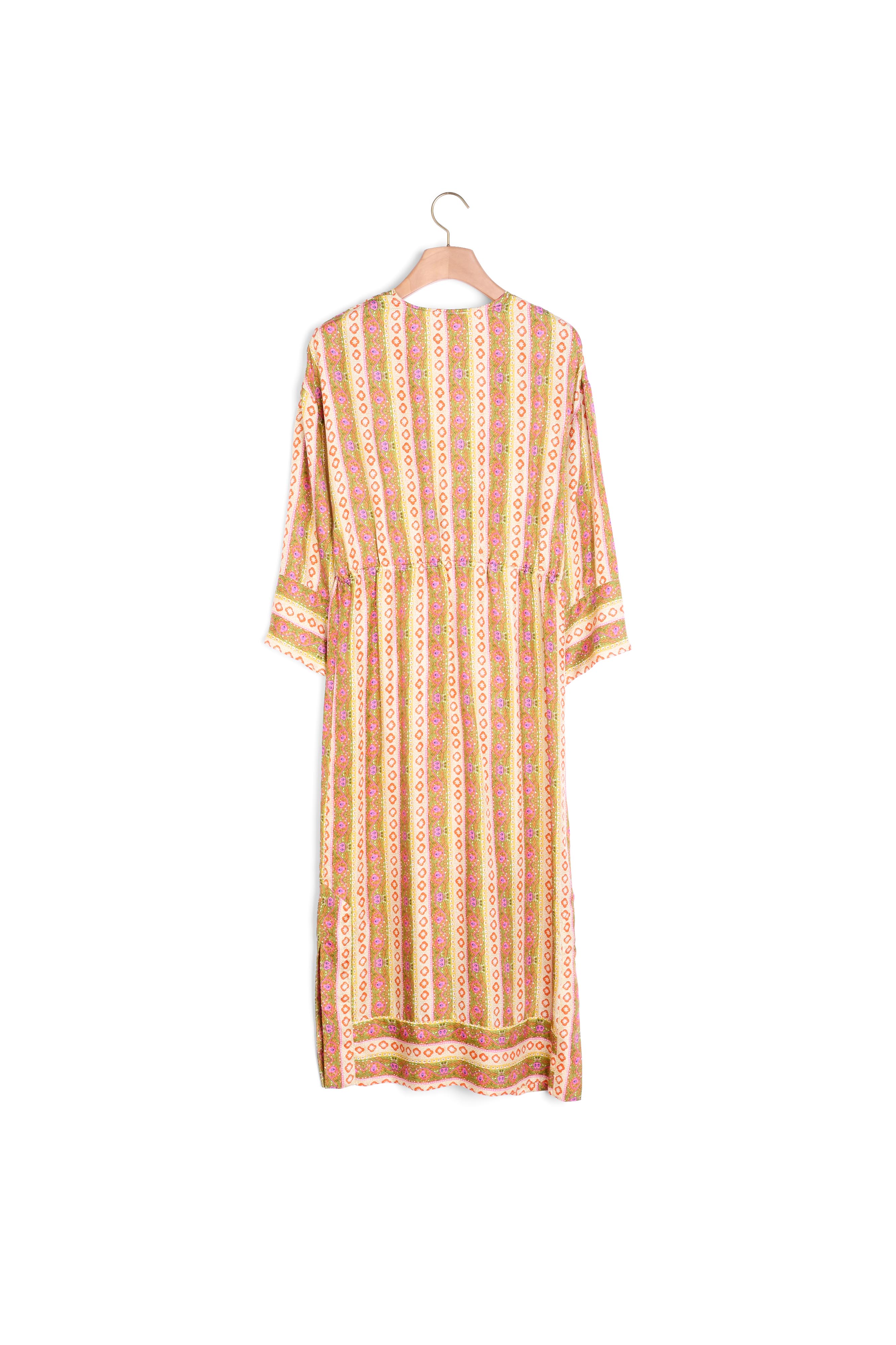 Caftan dress with Flower Stripes print