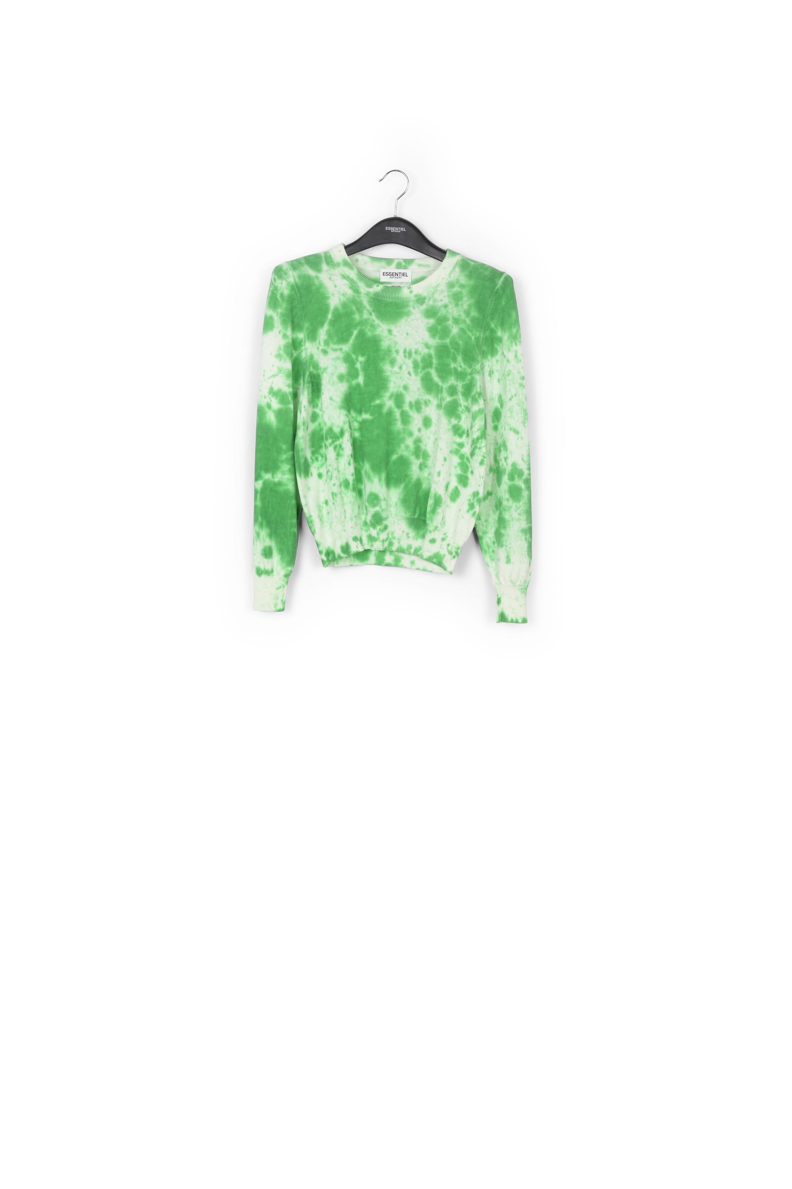 Pull en coton bio tie-dye bleu et blanc cassé RE—SSENTIEL seconde main photo 1