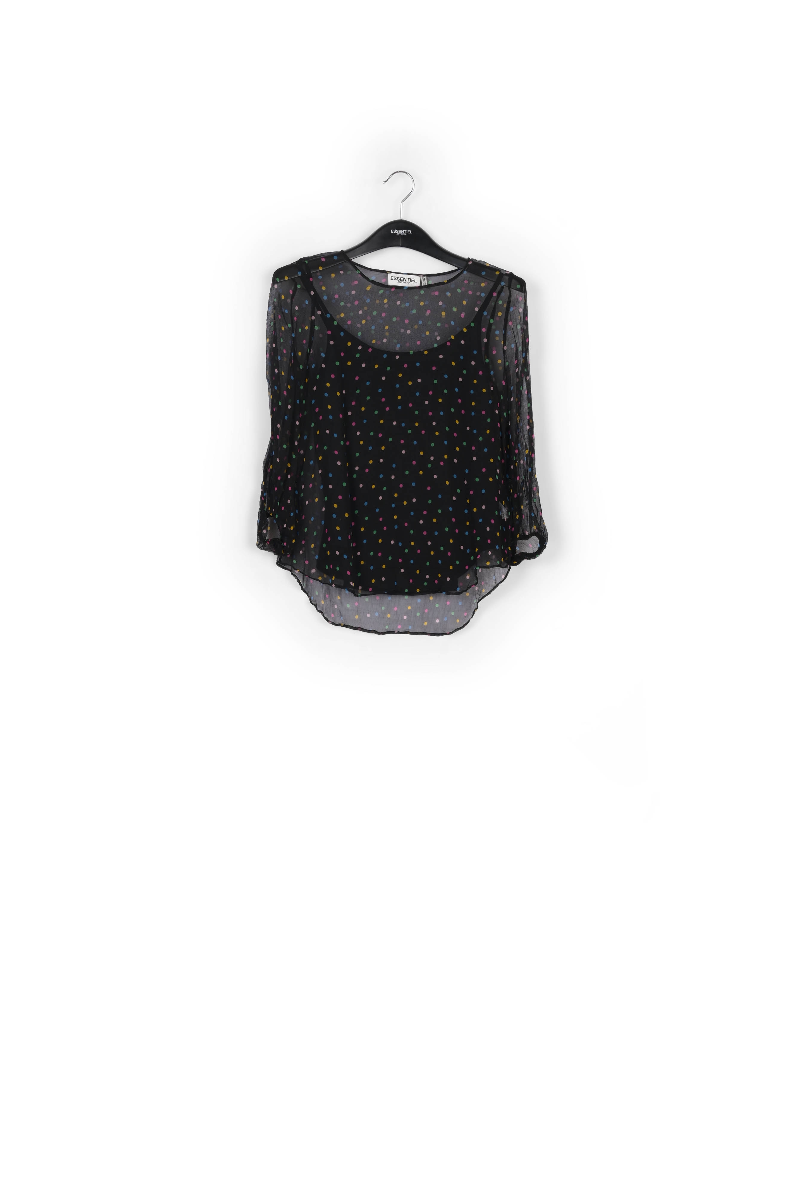 Black translucent spotted top with lining RE—SSENTIEL second-hand photo 1