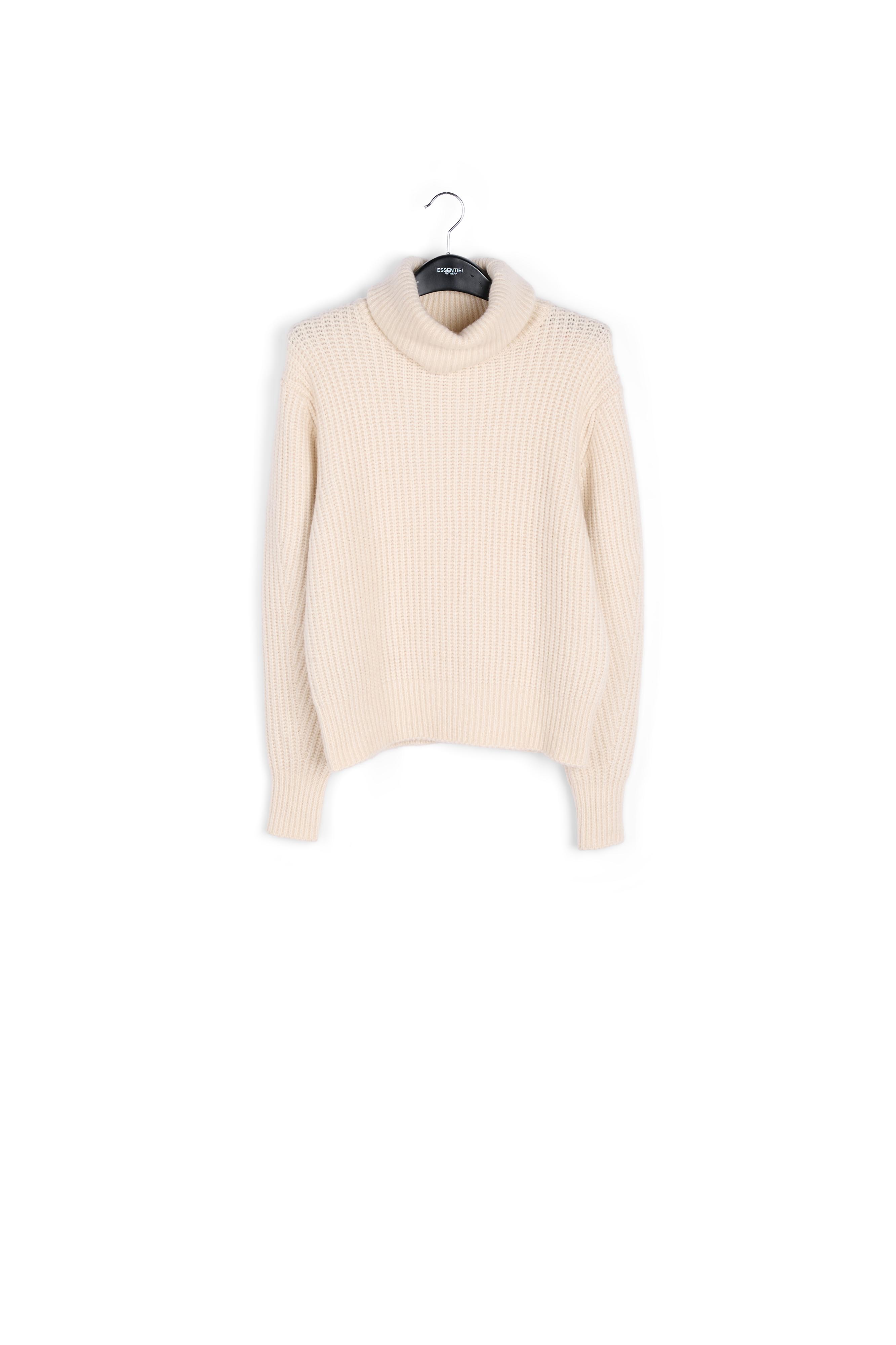 Pull beige à col roulé en maille côtelée RE—SSENTIEL seconde main photo 1