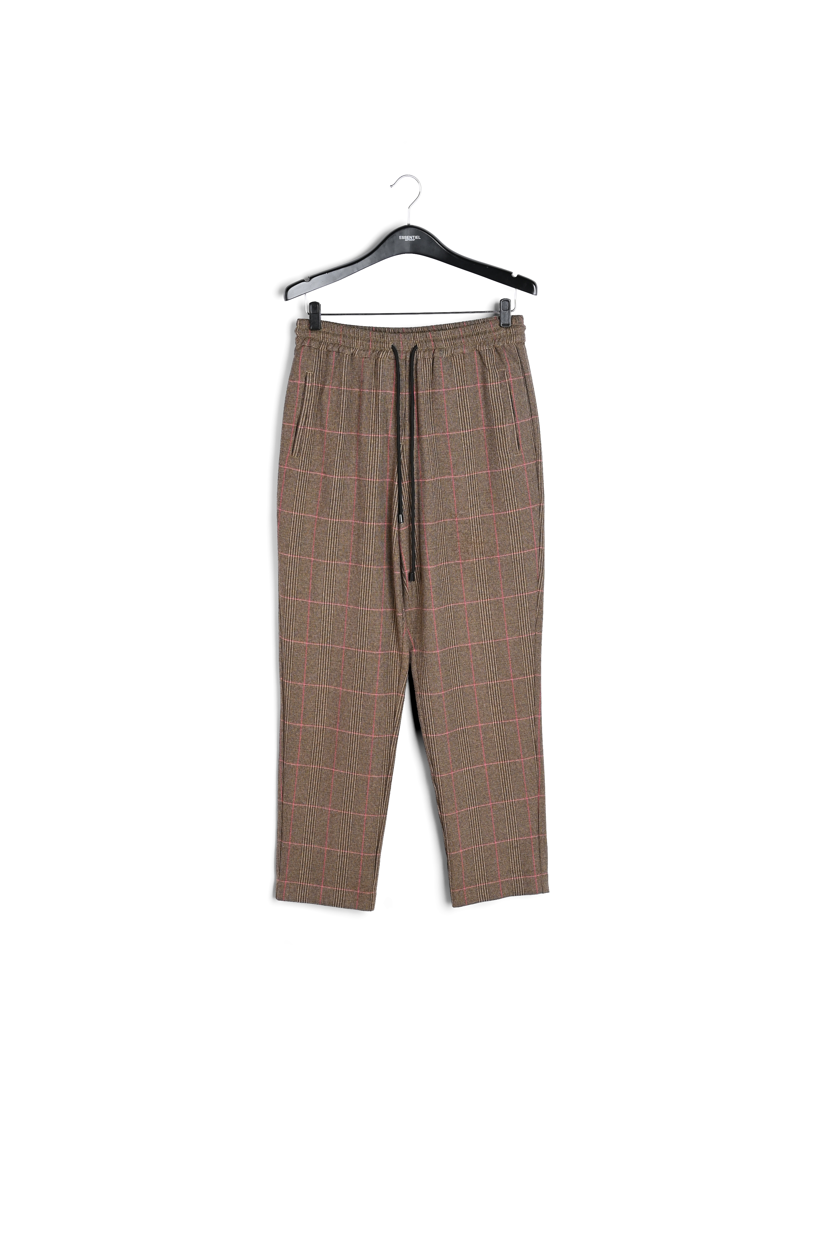 Brown pants with beige and pink check motif RE—SSENTIEL second-hand photo 1
