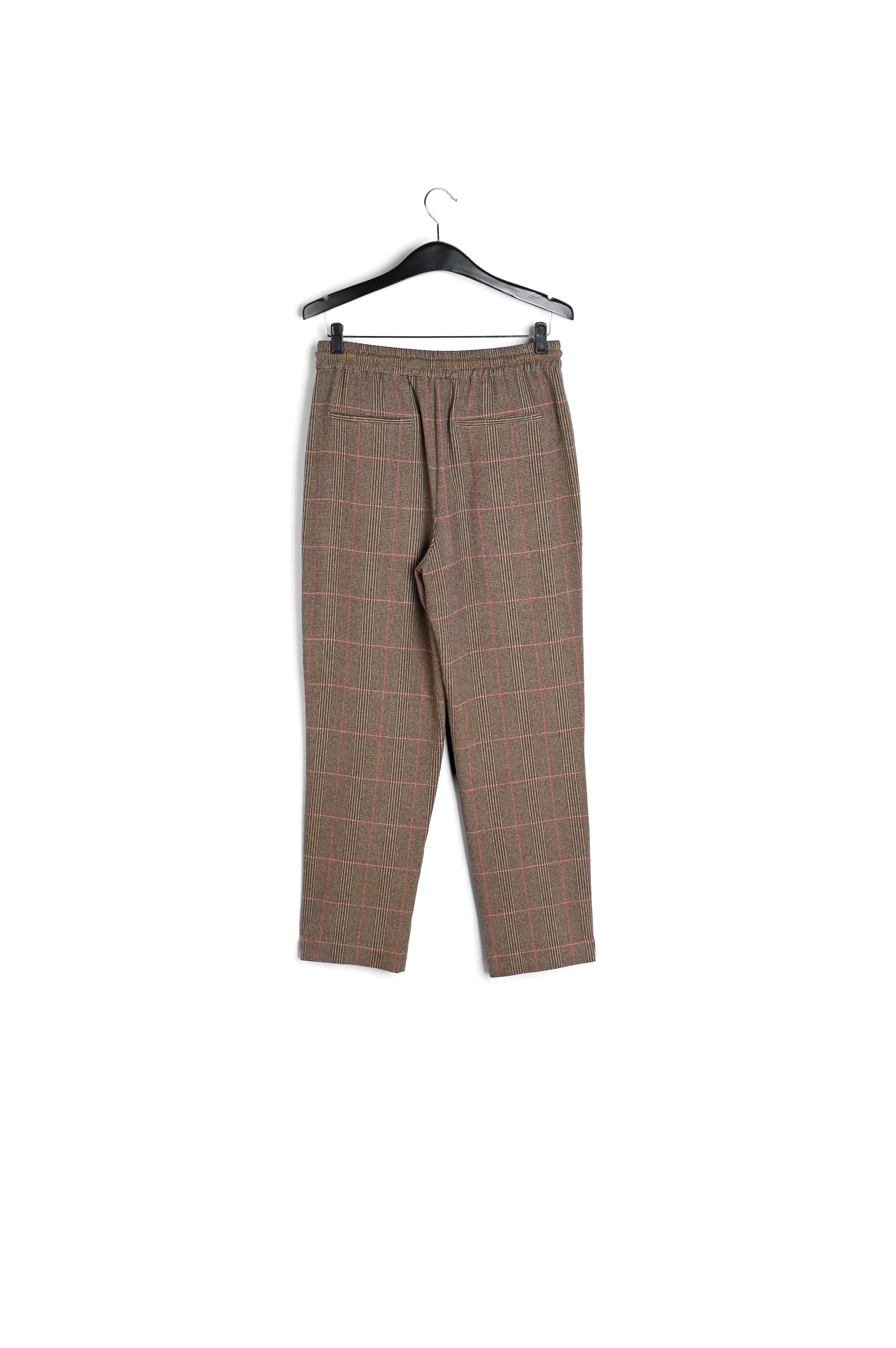 Brown pants with beige and pink check motif RE—SSENTIEL second-hand photo 2
