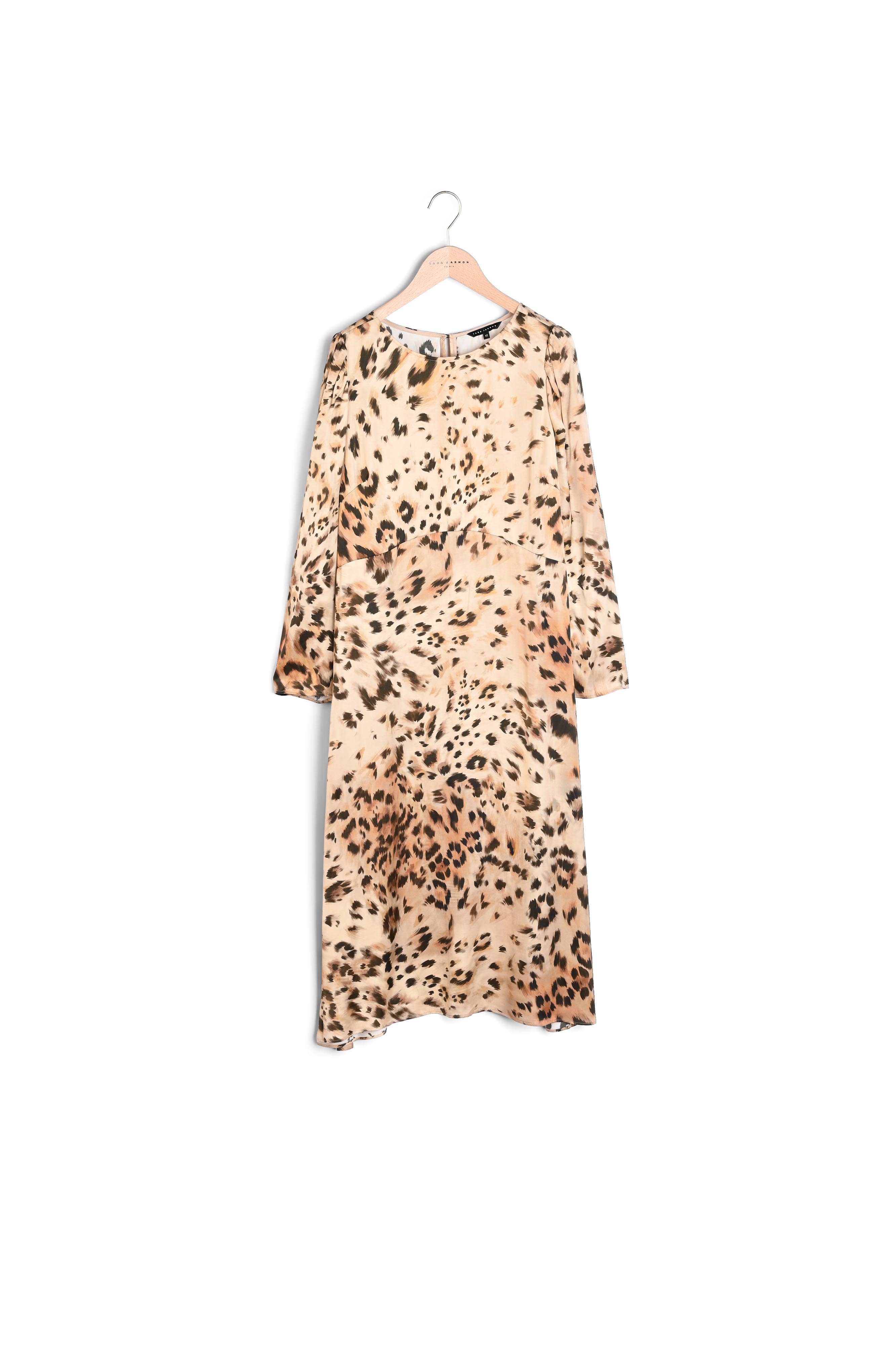 Robe Rozica imprimé léopard sur satin viscose Tara Jarmon seconde main photo 3