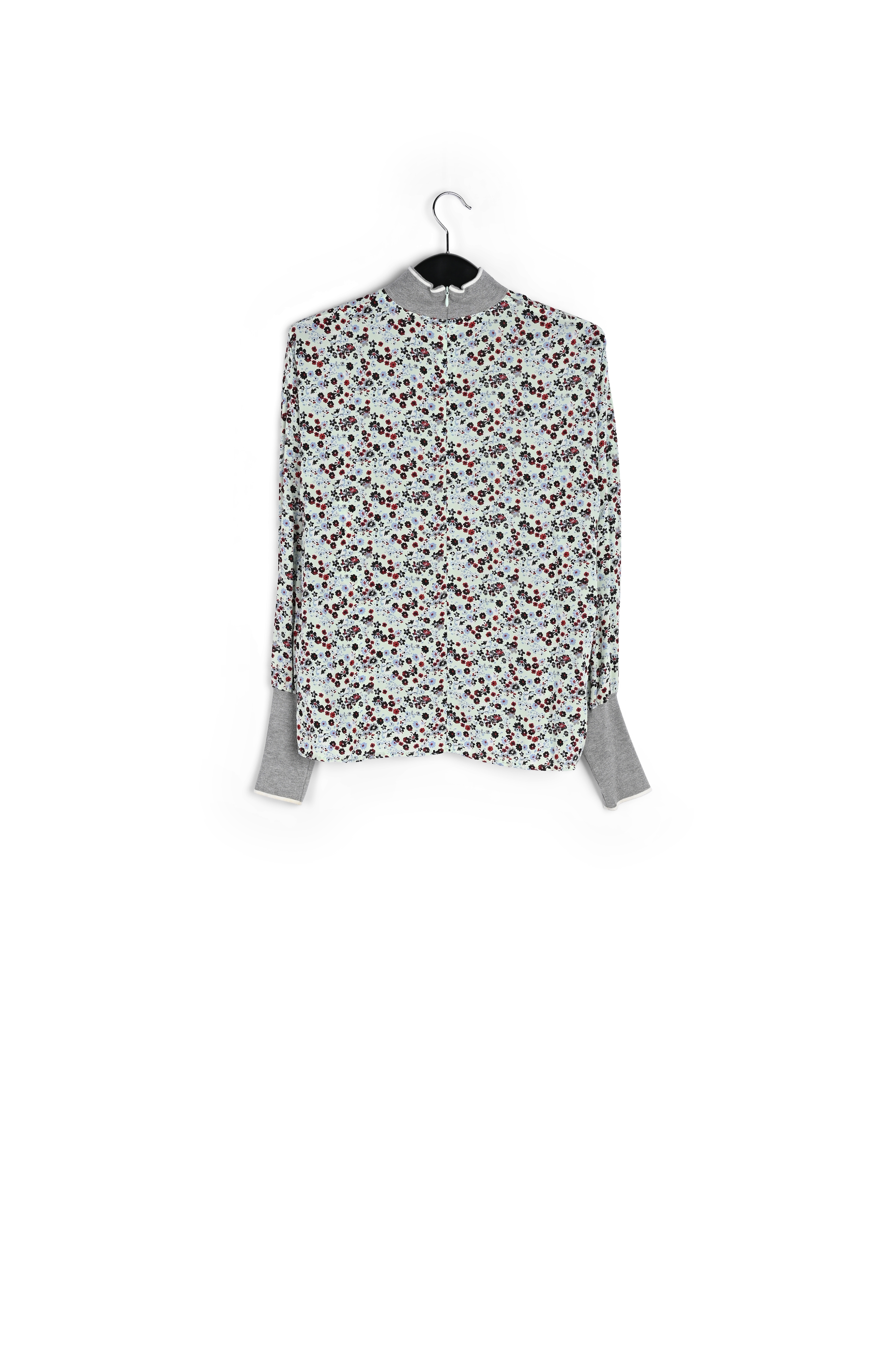 Muntgroene top met bloemenprint en contrasterende boorden RE—SSENTIEL tweedehands photo 2