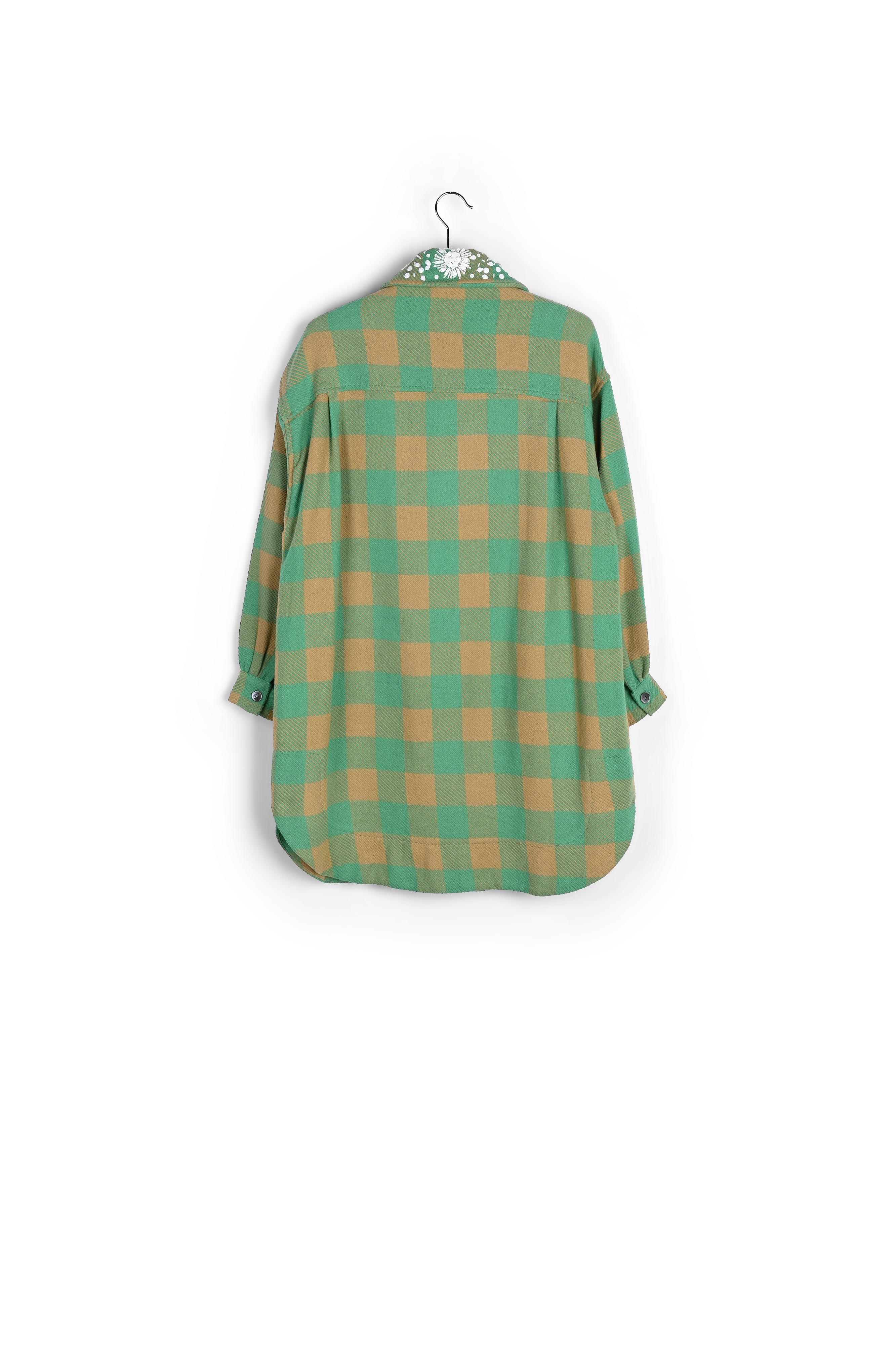 Turquoise and brown checked shirt jacket RE—SSENTIEL second-hand photo 2