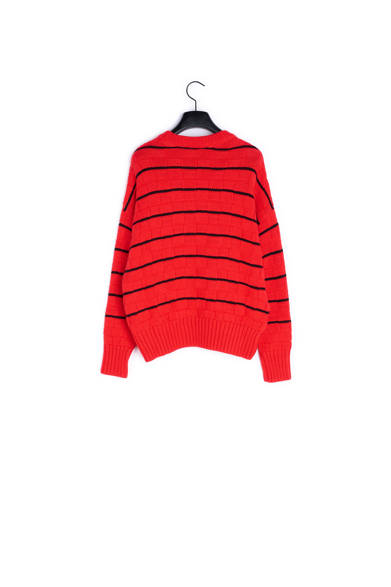 Pull col rond oversize rayures fines contrastees
