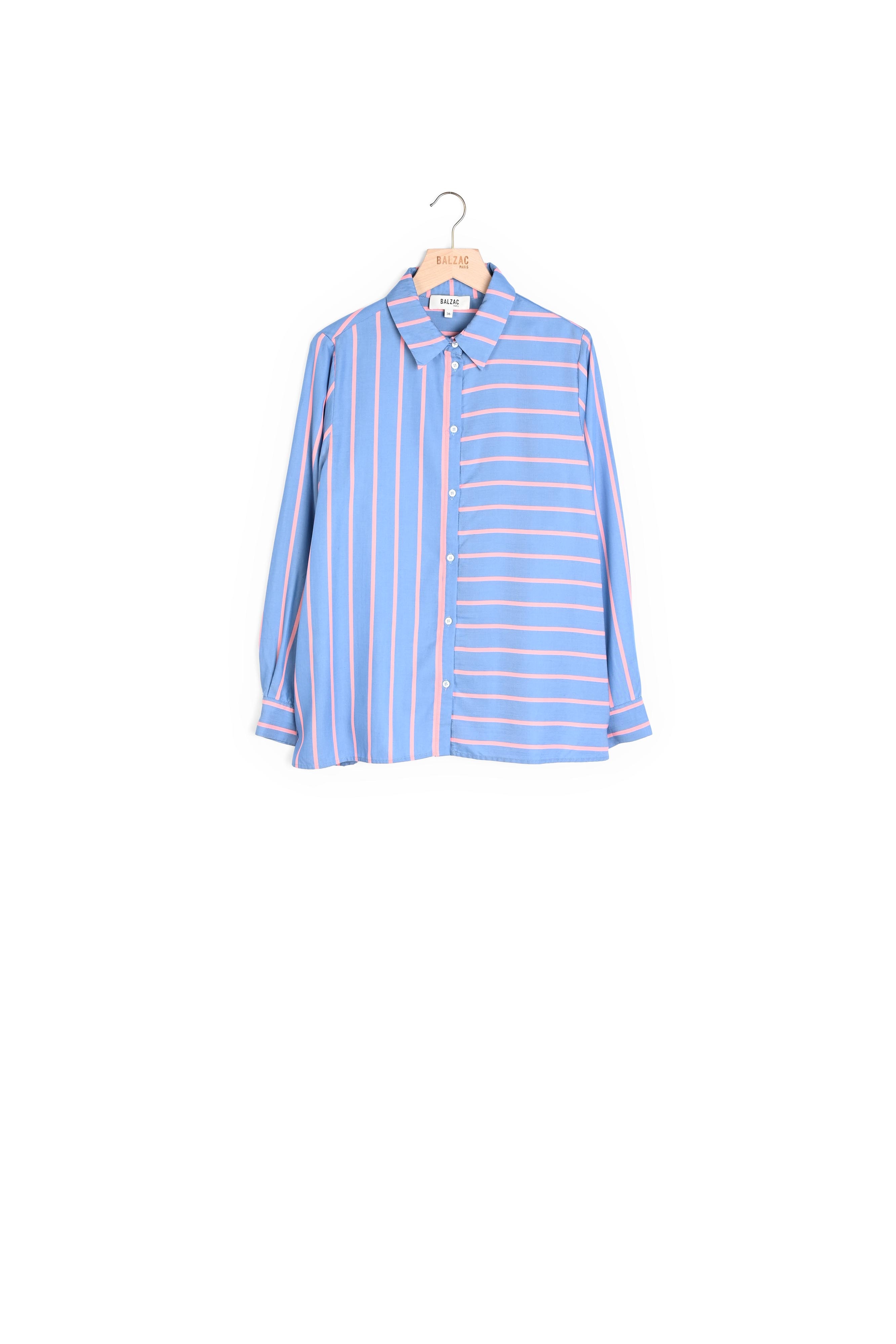 CHEMISE LISERON RAYURES BLEU ET ROSE Balzac seconde main photo 1