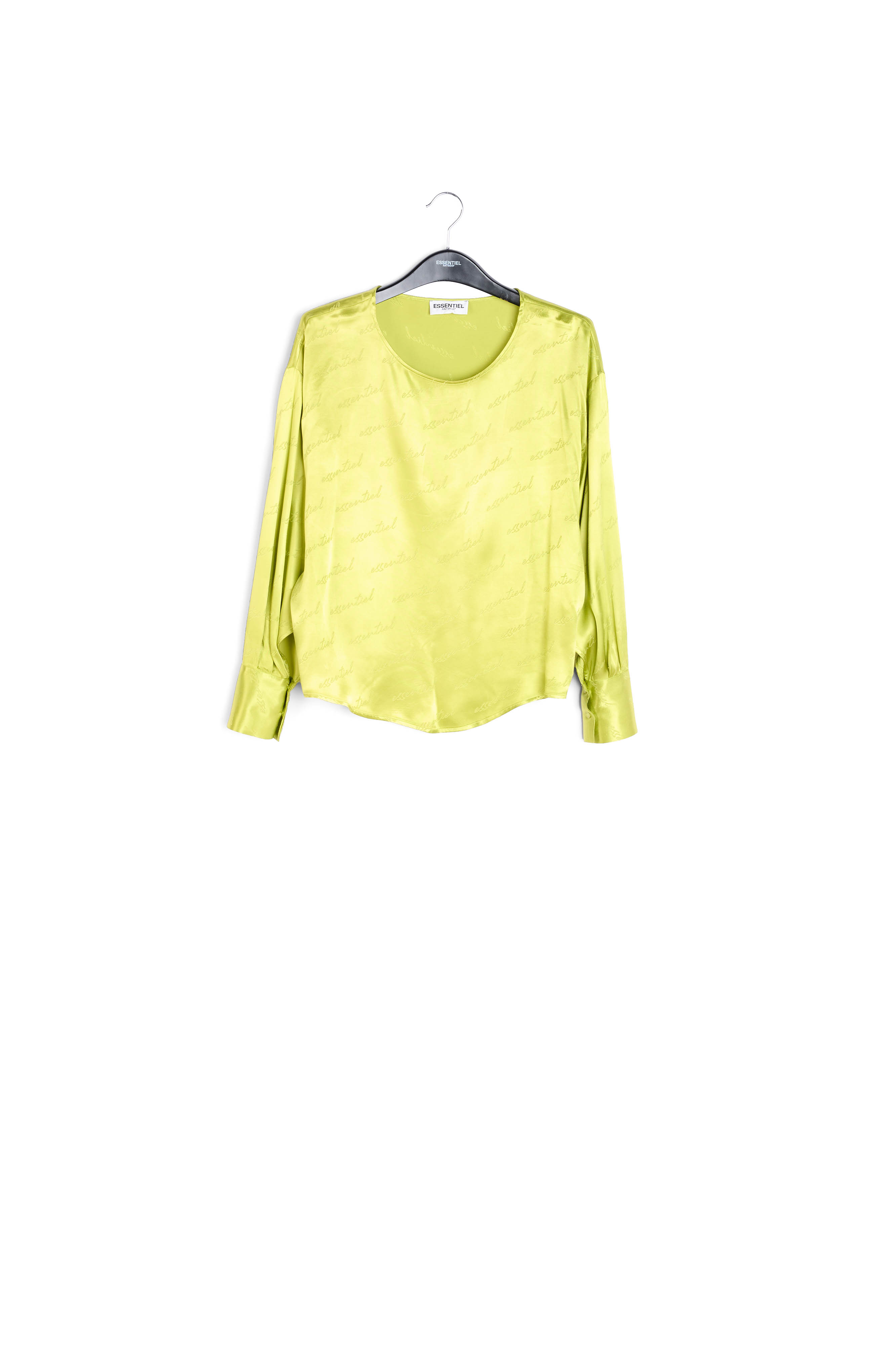 Top ample en jacquard de satin vert citron RE—SSENTIEL seconde main photo 1