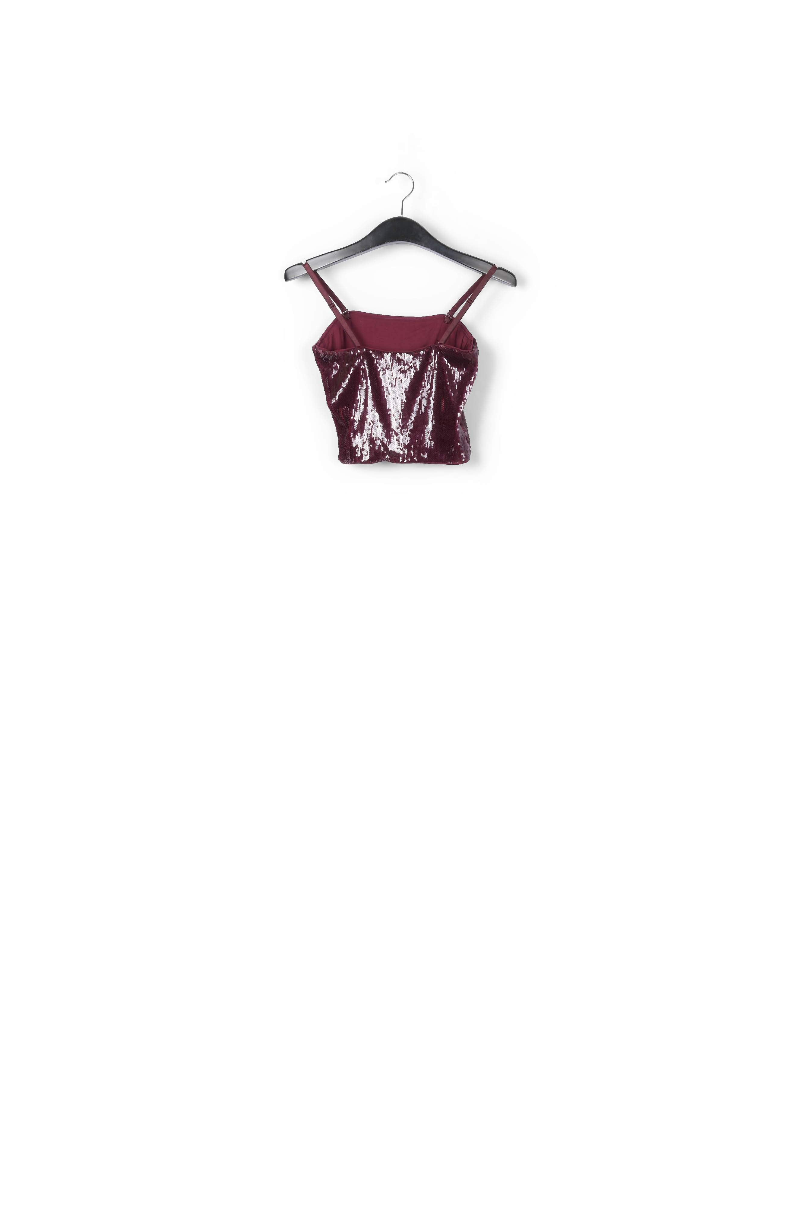 Burgundy sequin-embellished top RE—SSENTIEL second-hand photo 2