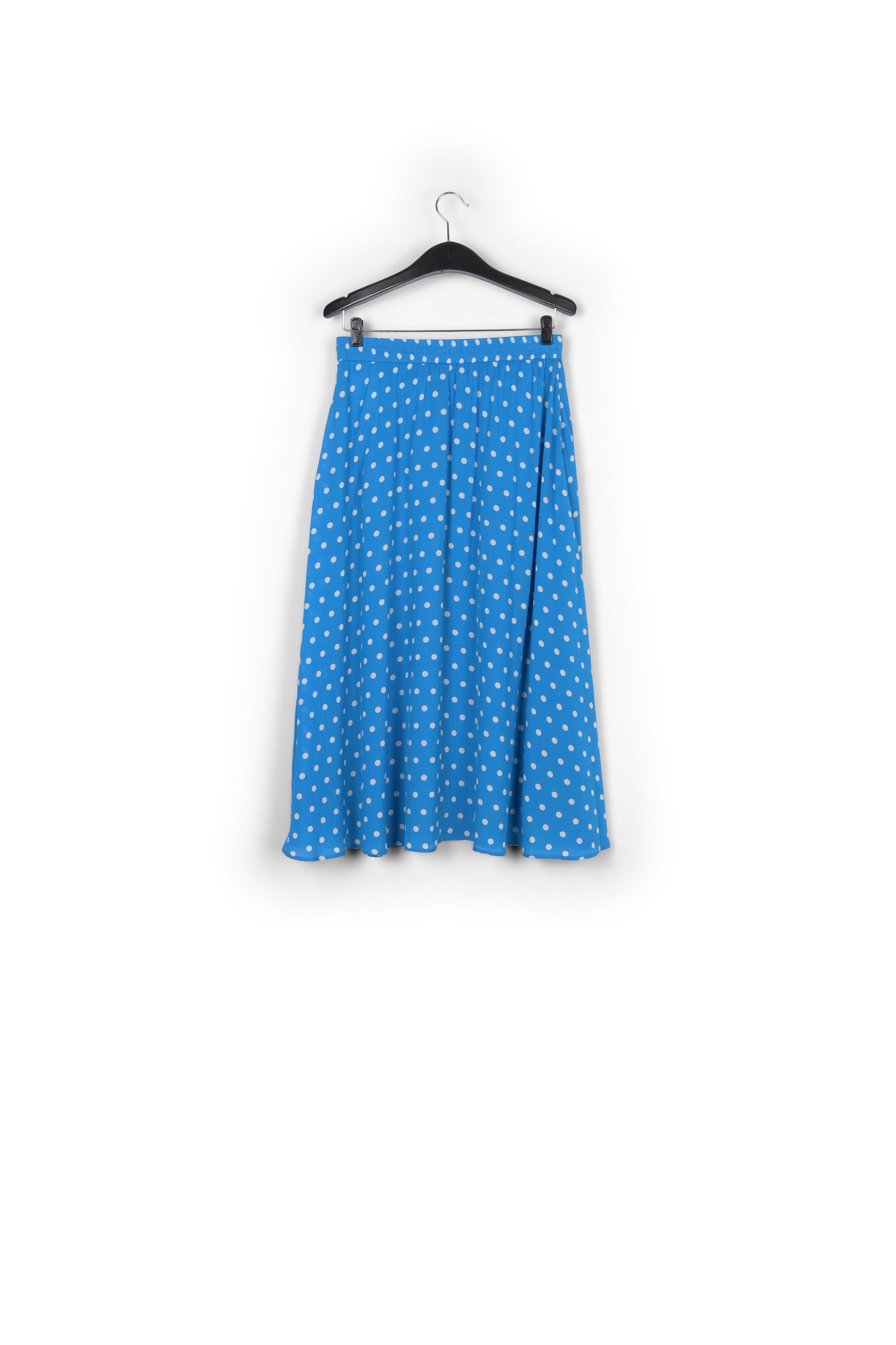 Jupe midi bleue à pois blancs RE—SSENTIEL seconde main photo 2