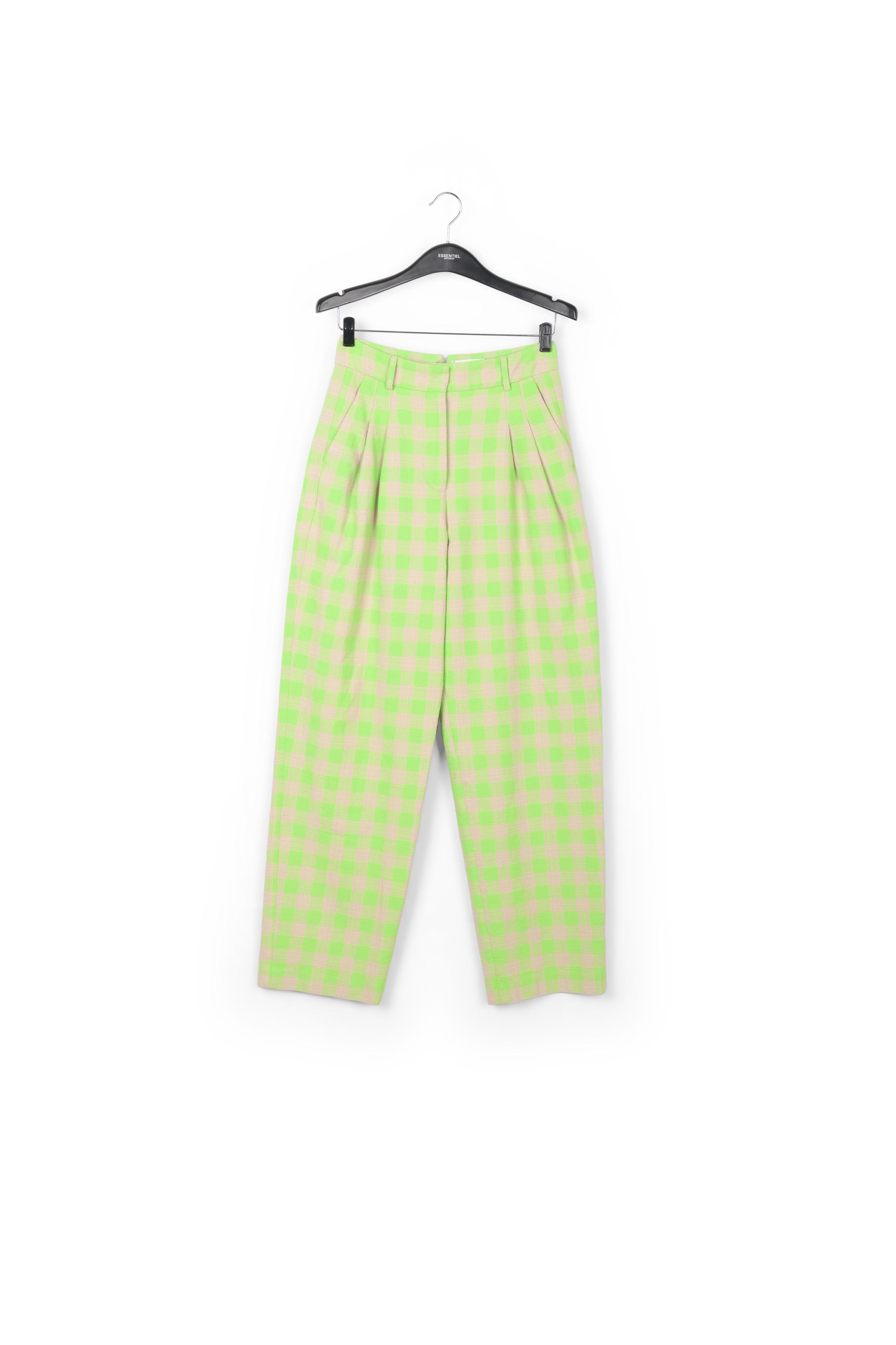 Fluogroene relaxte broek met ruitjes RE—SSENTIEL tweedehands photo 1
