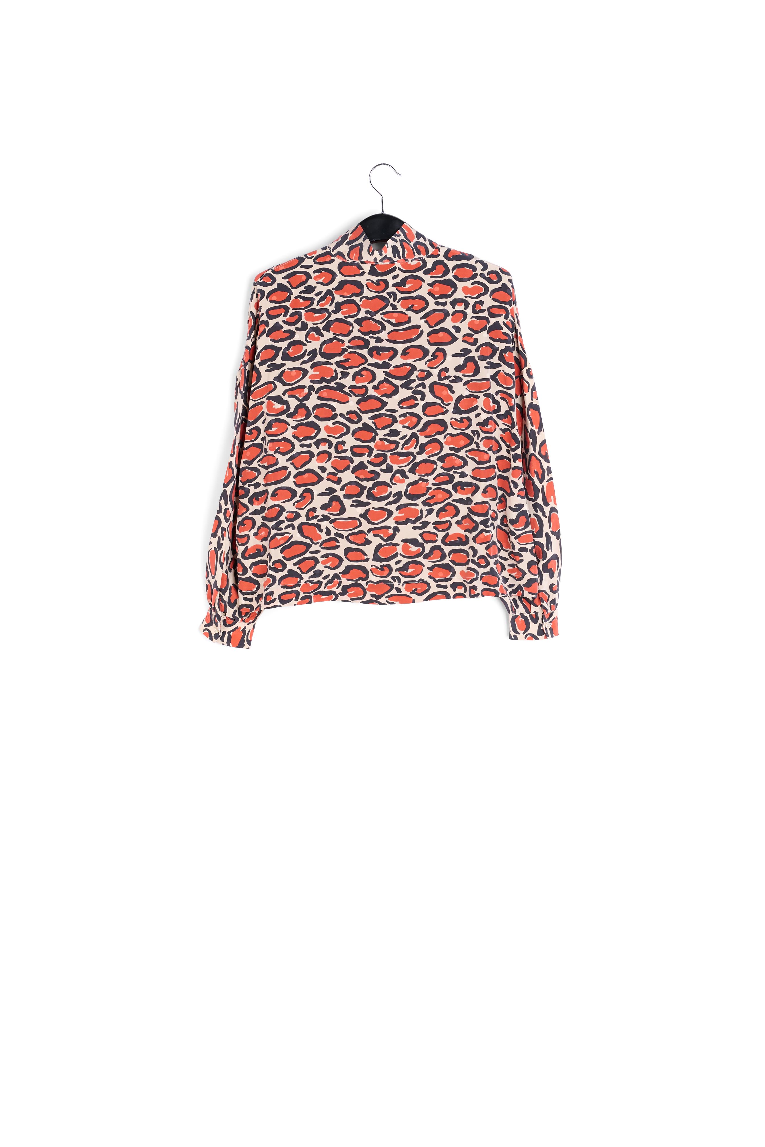 Gebroken wit zijden hemd met strikkraag en luipaardprint RE—SSENTIEL tweedehands photo 2