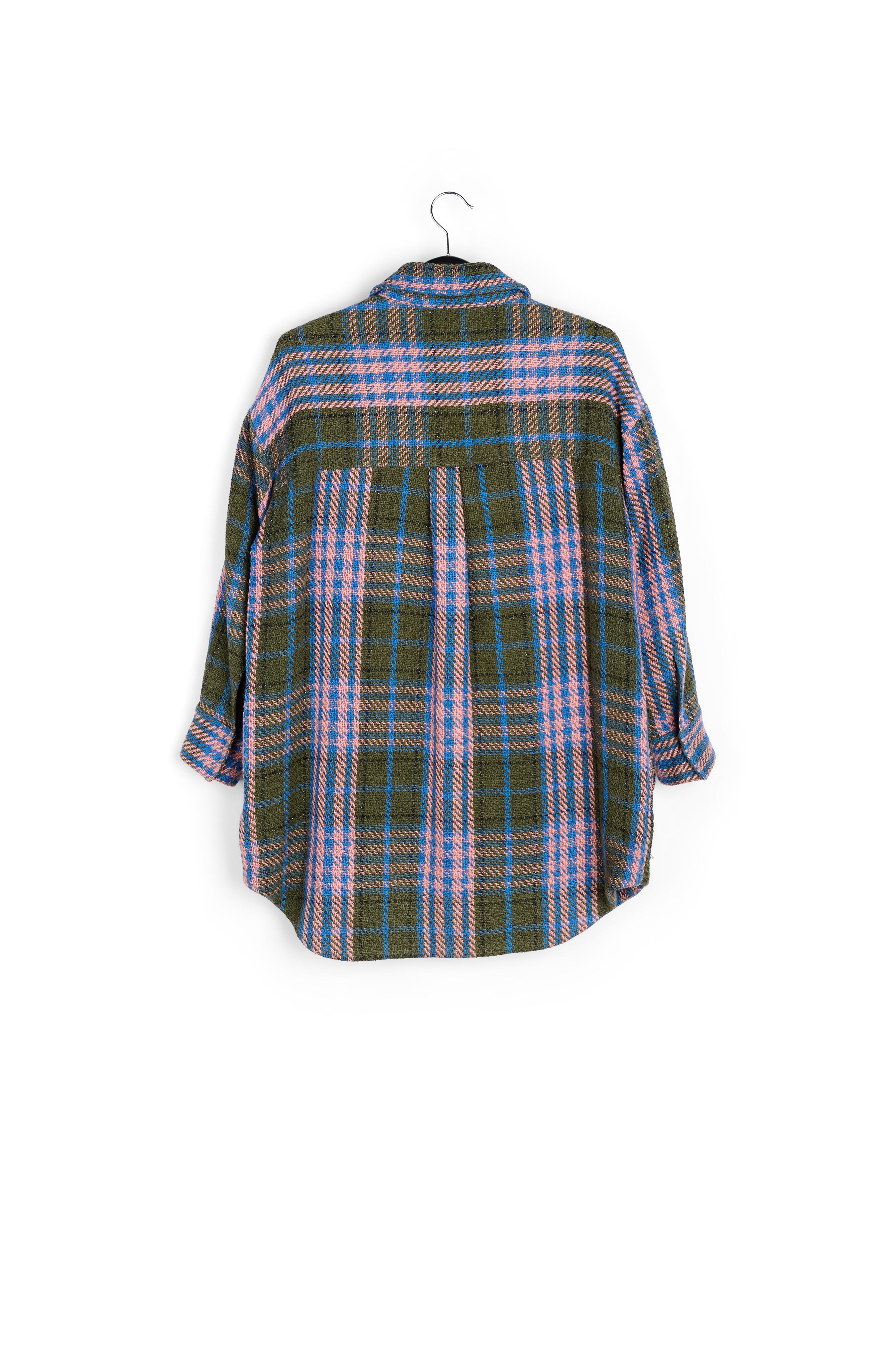 Khaki checked textured overshirt RE—SSENTIEL second-hand photo 2