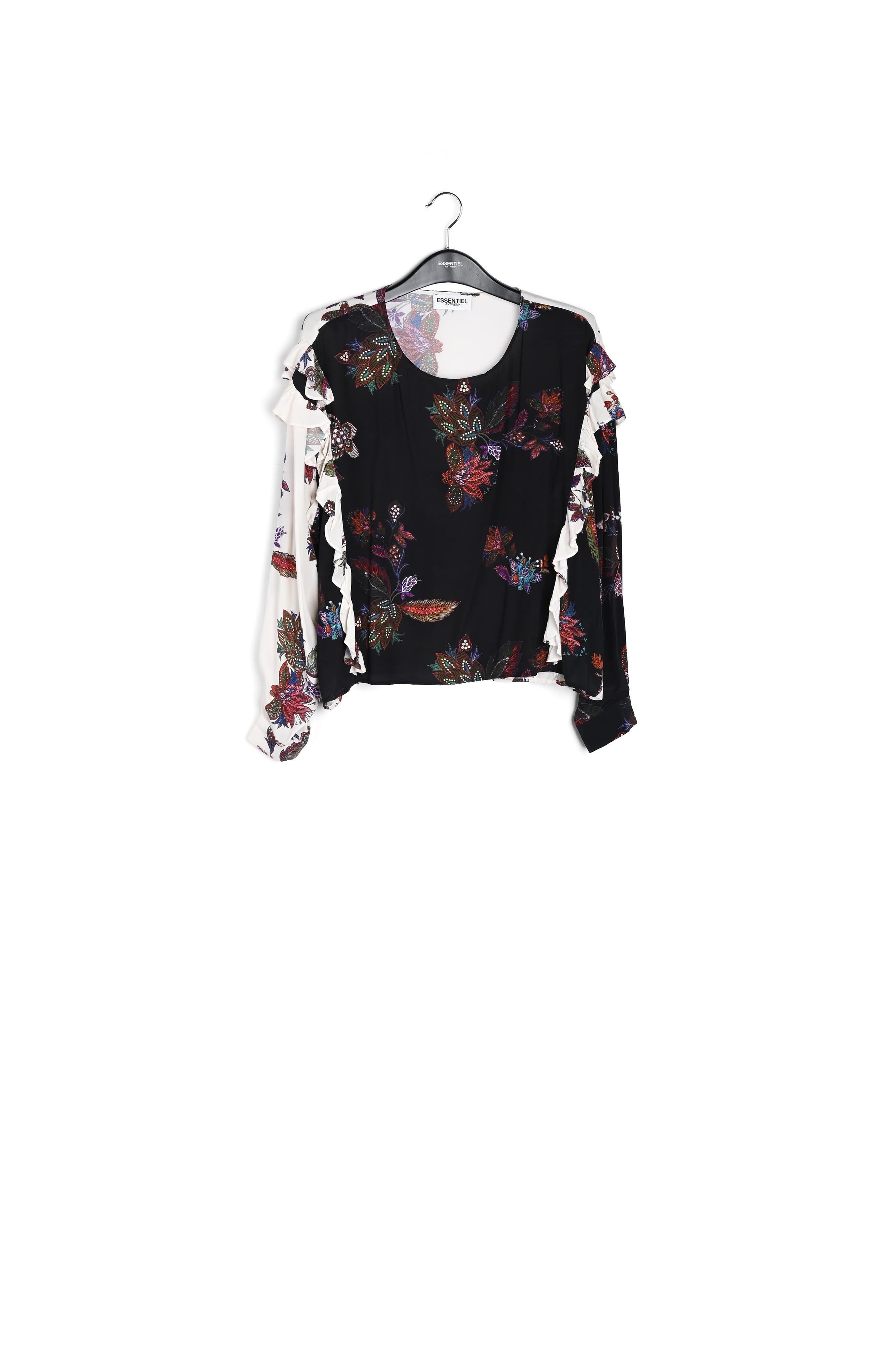 Zwart en witte top met bloemenprint RE—SSENTIEL tweedehands photo 1