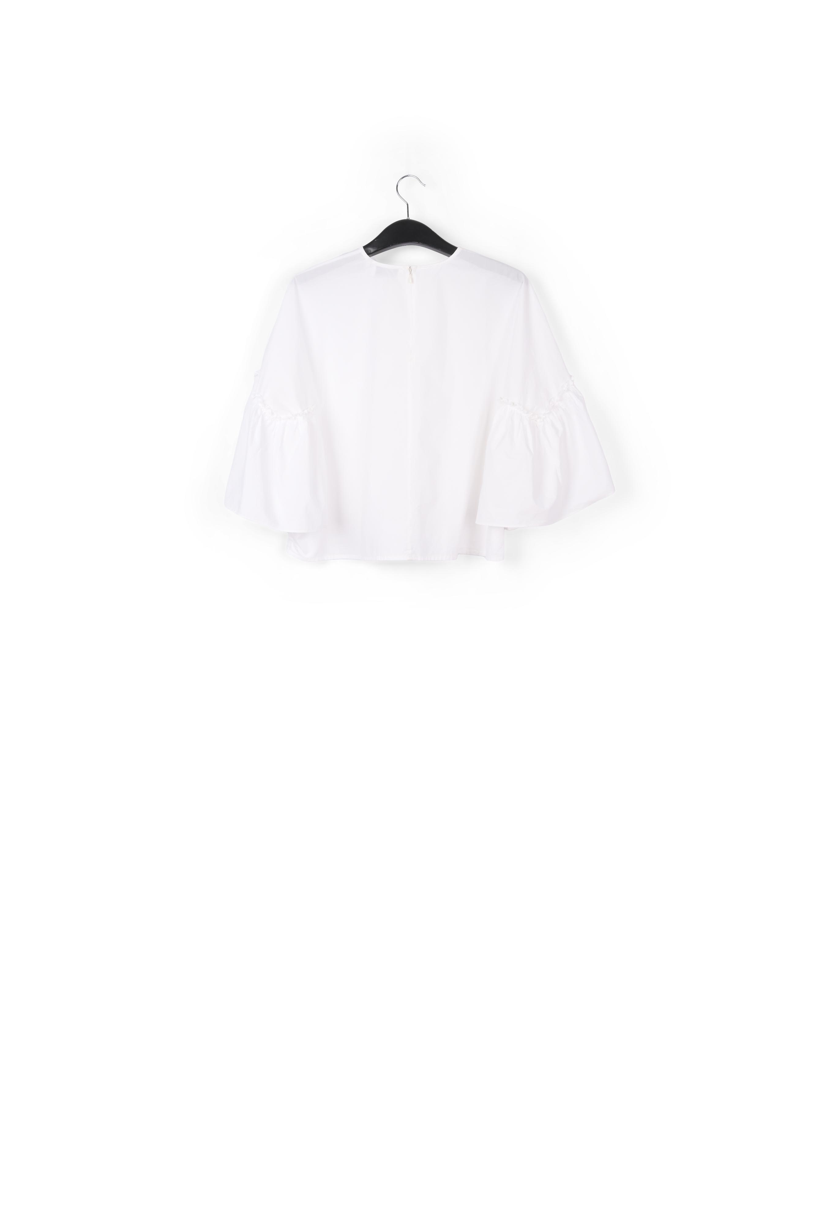 White cotton top with ruffled sleeves RE—SSENTIEL second-hand photo 2