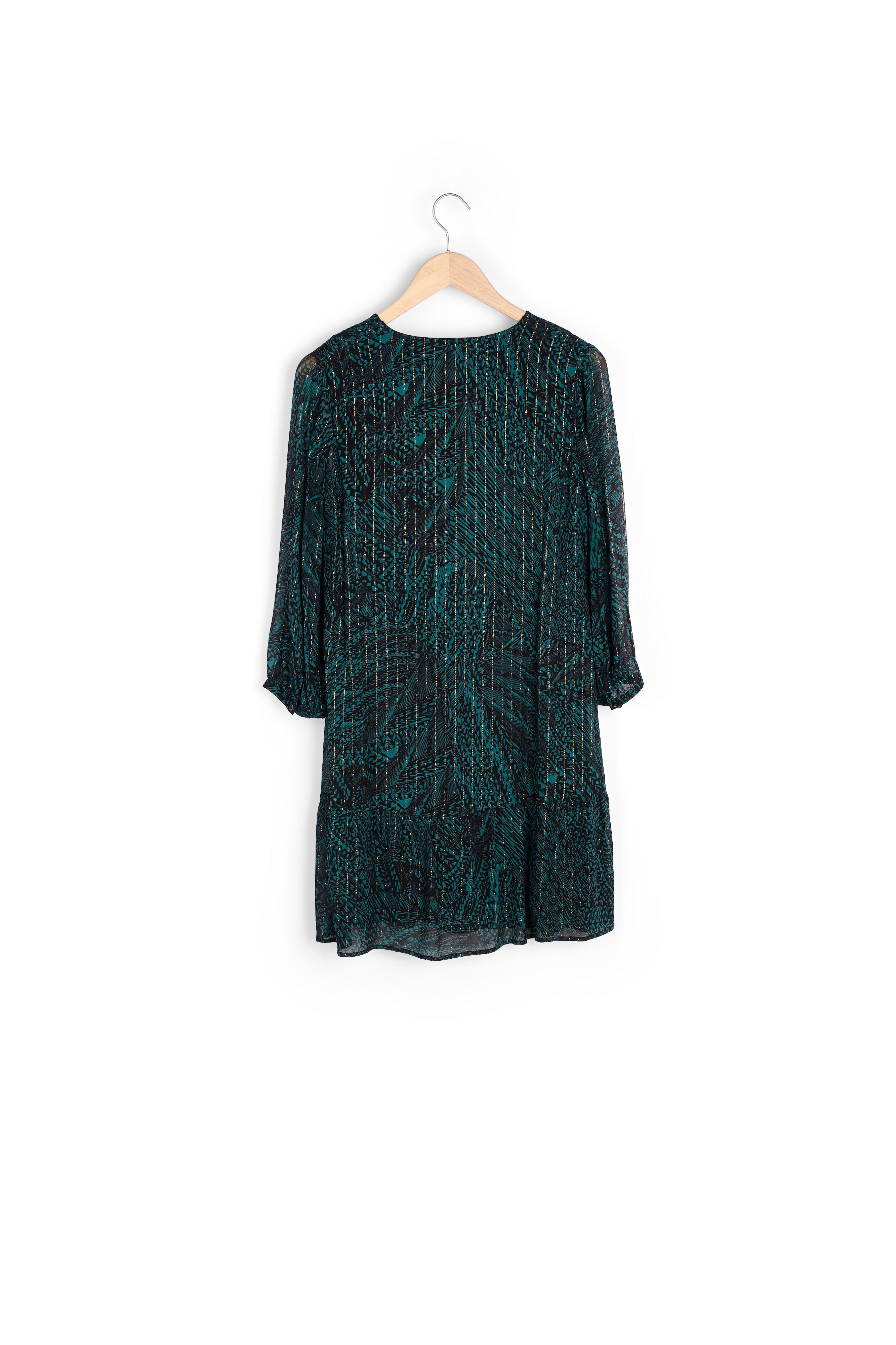 Robe courte et fluide imprimée verte et noire Soraya Maison 123 seconde main photo 2