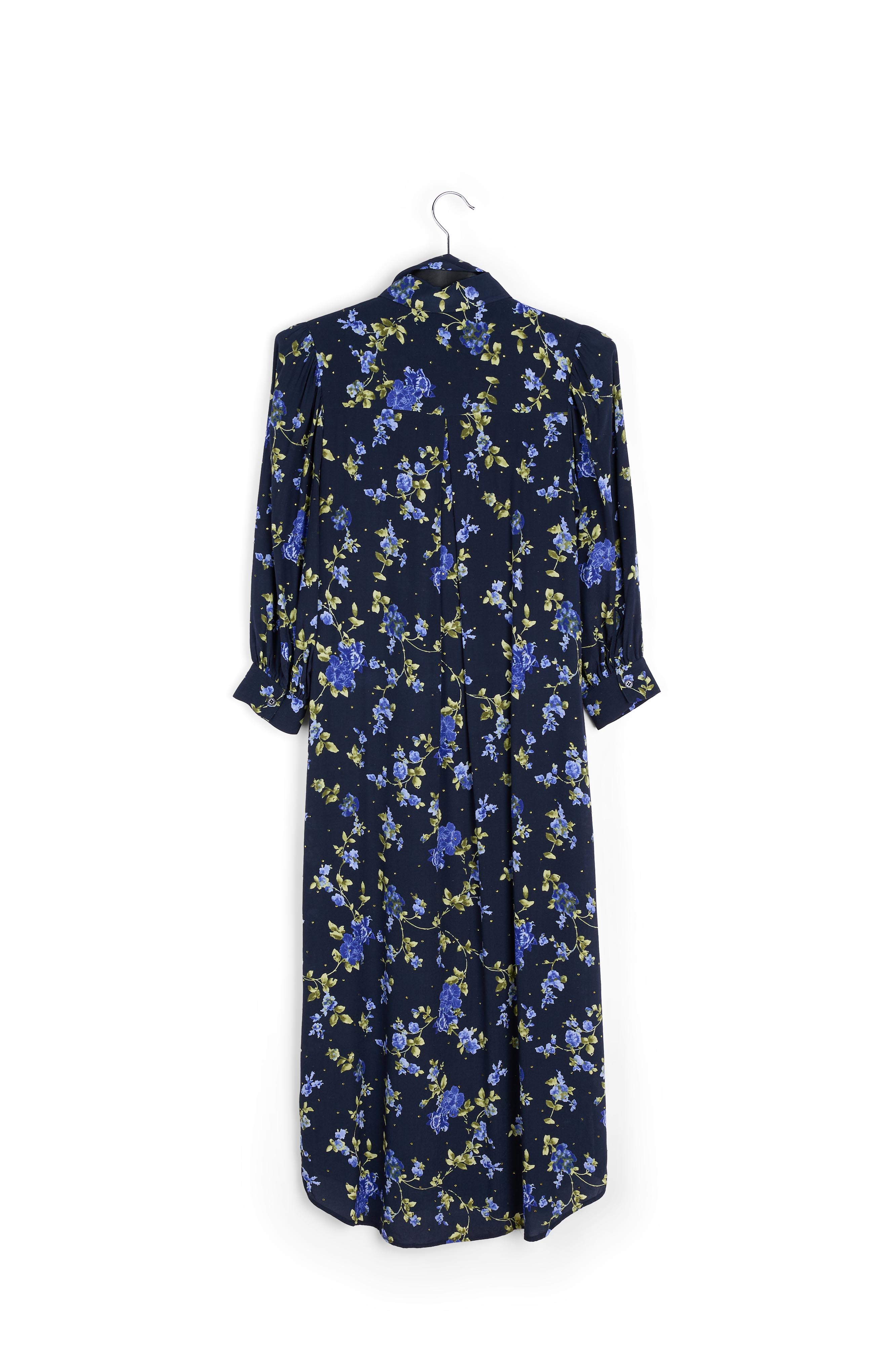 Donkerblauwe hemdjurk met bloemen RE—SSENTIEL tweedehands photo 2