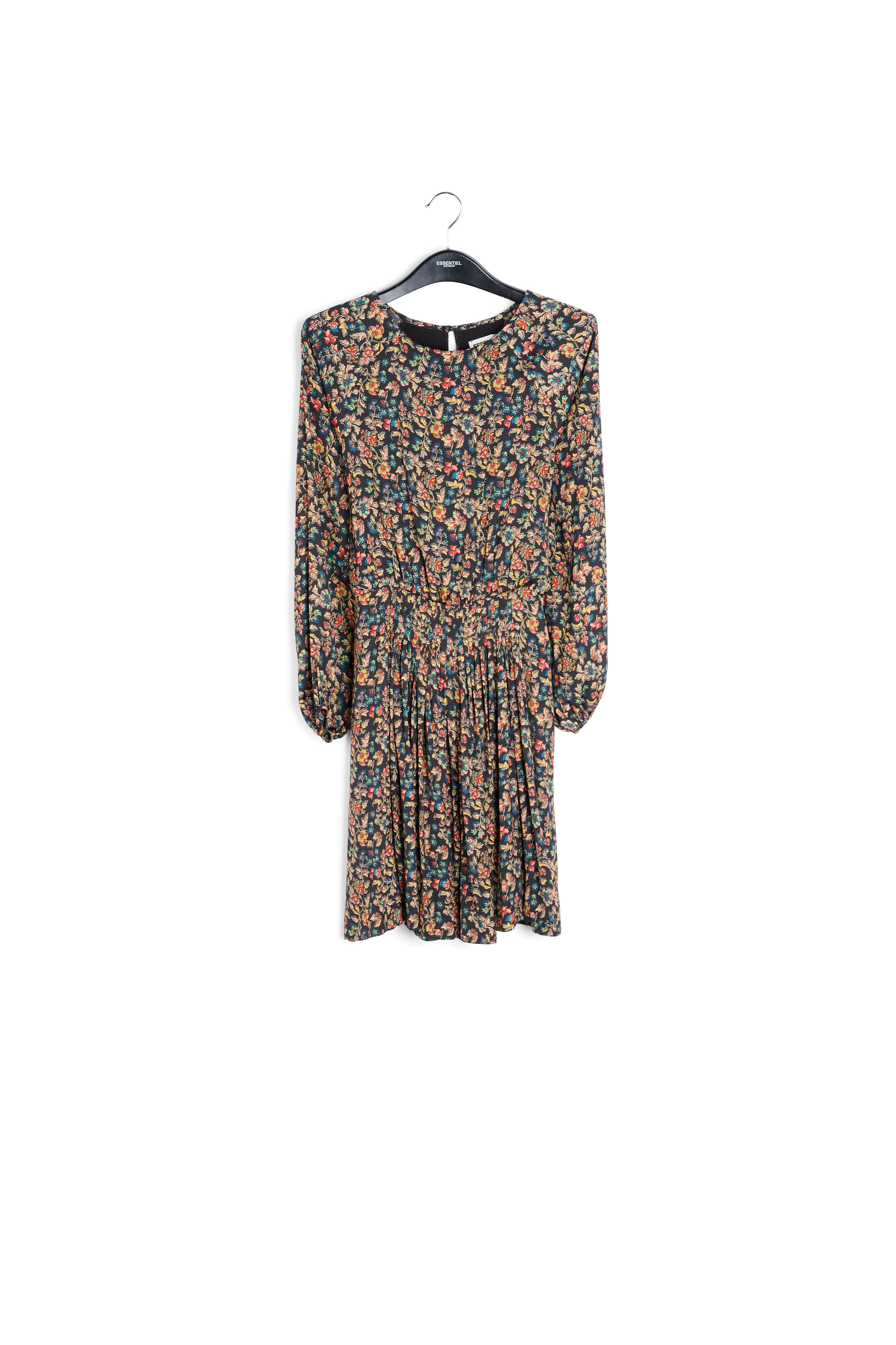 Mini robe florale marron à  manches longues RE—SSENTIEL seconde main photo 1