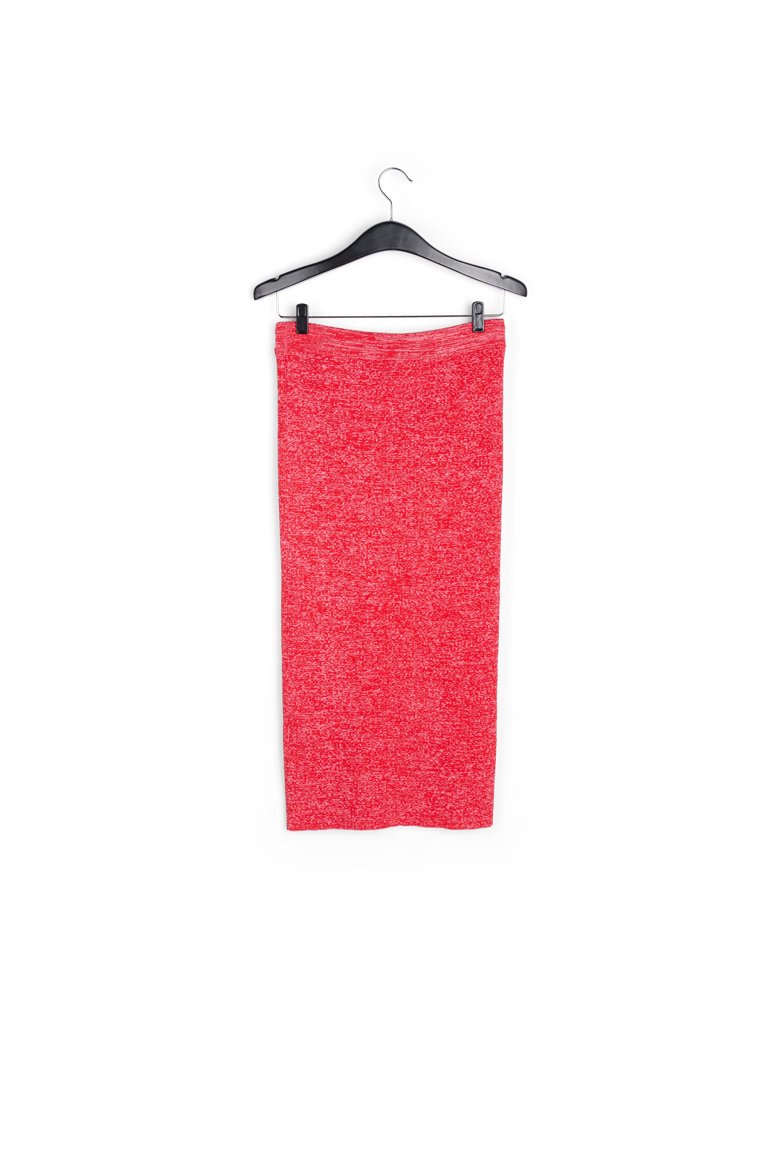 Rode en roze gemêleerde ribgebreide midirok RE—SSENTIEL tweedehands photo 2
