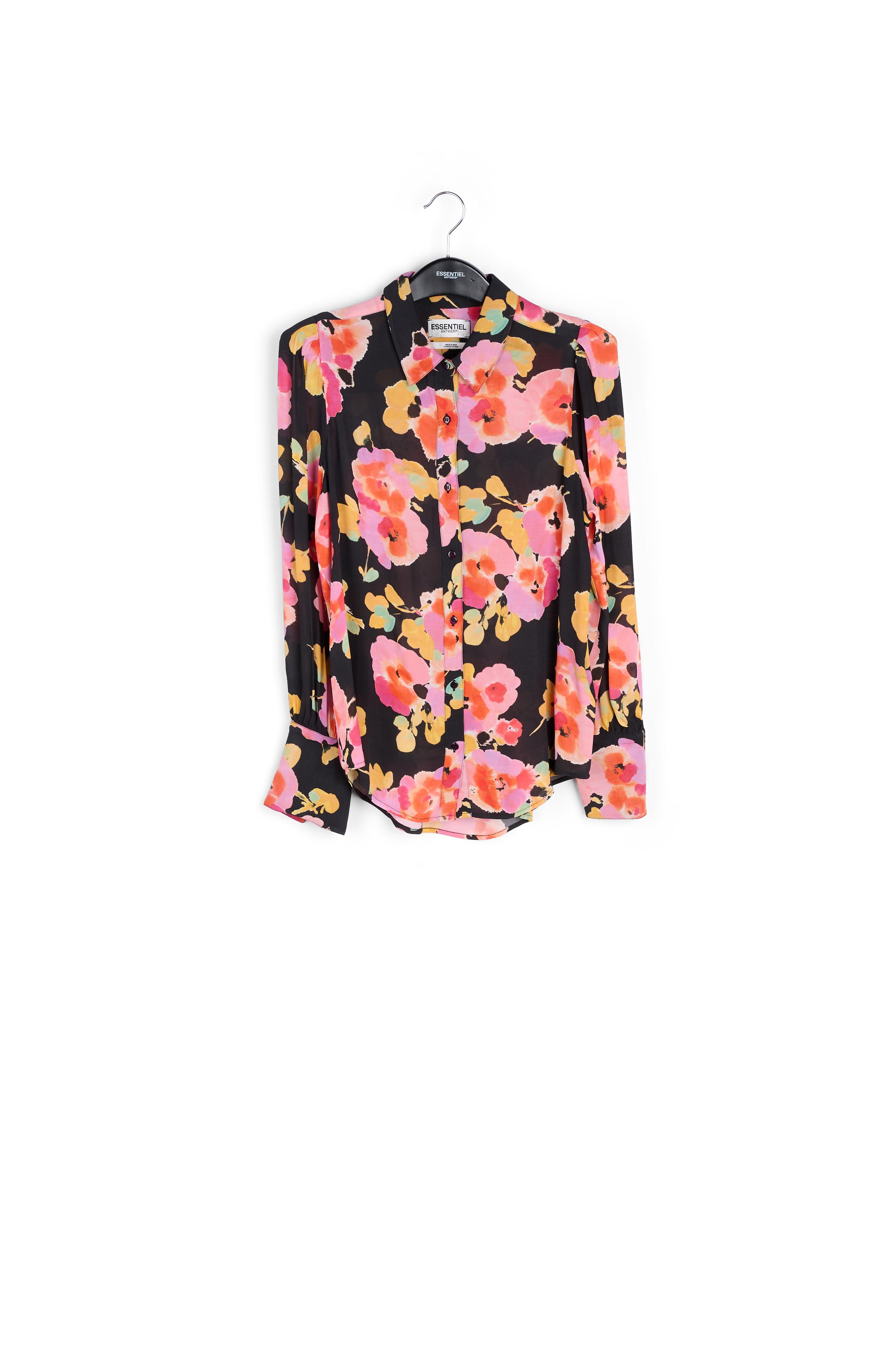 Chemise noire à imprimé floral RE—SSENTIEL seconde main photo 1