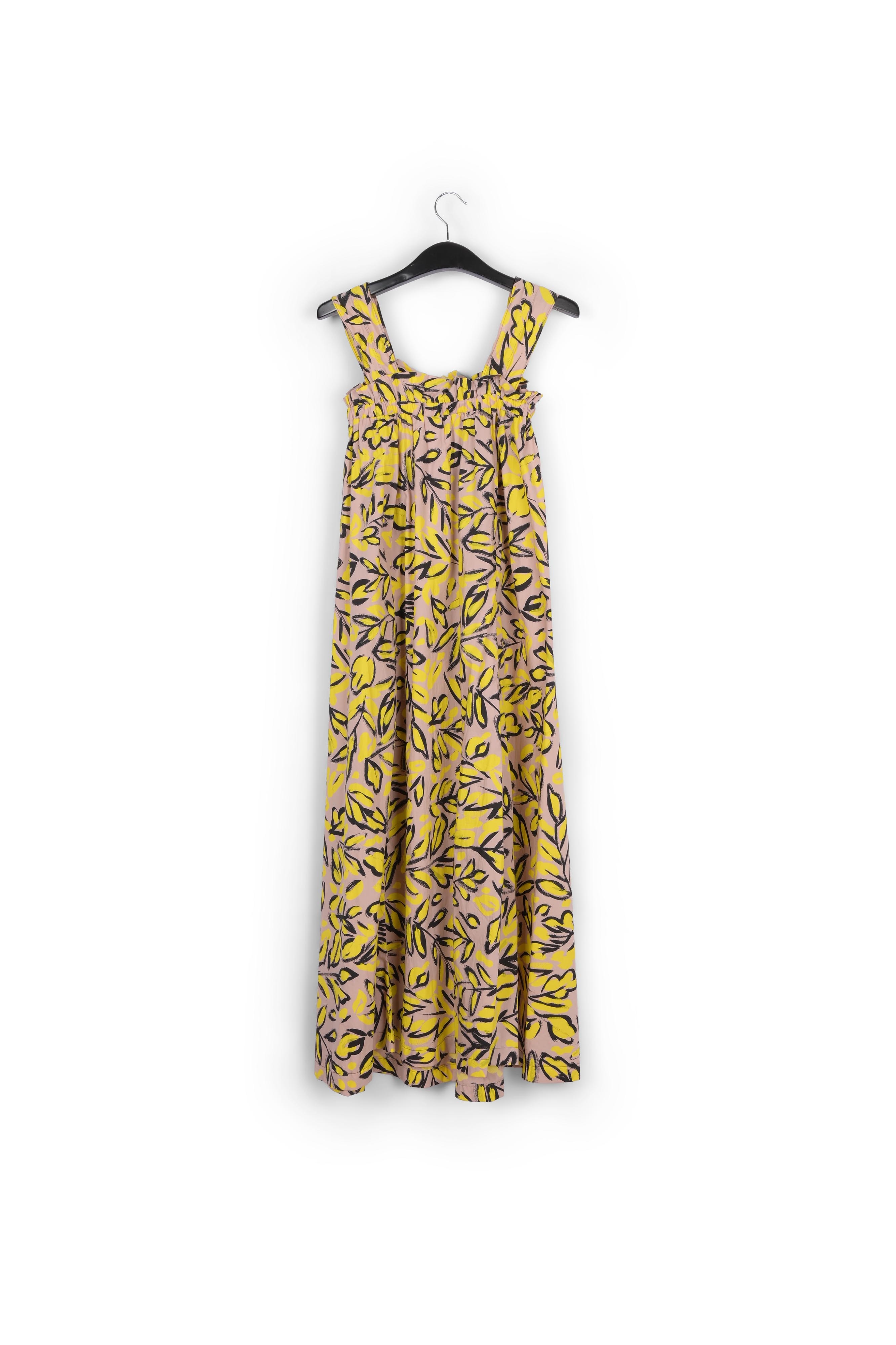 Beige cotton maxi dress with floral print RE—SSENTIEL second-hand photo 2